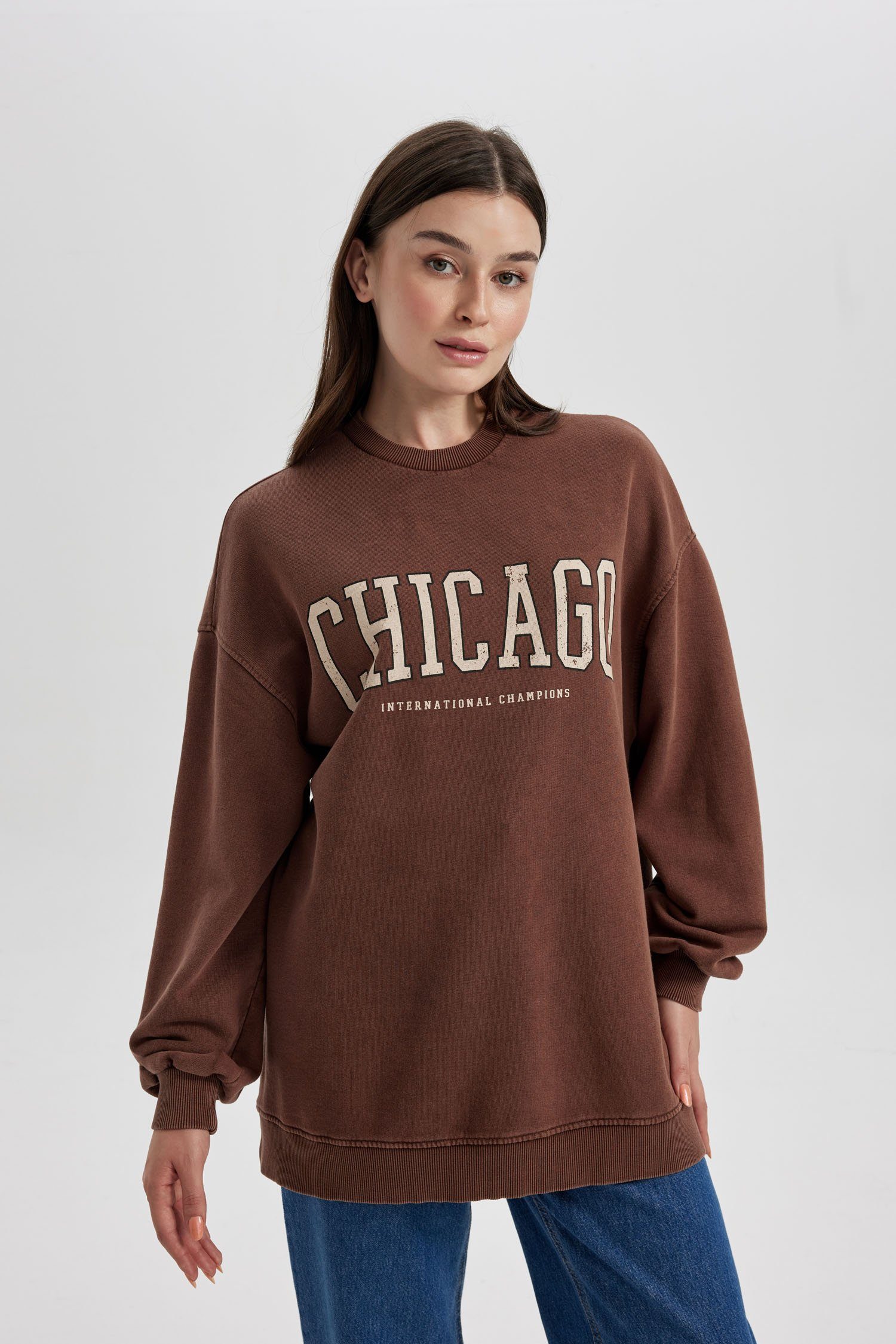 Damen Sweatshirt Sweatshirt DeFacto REGULAR FIT