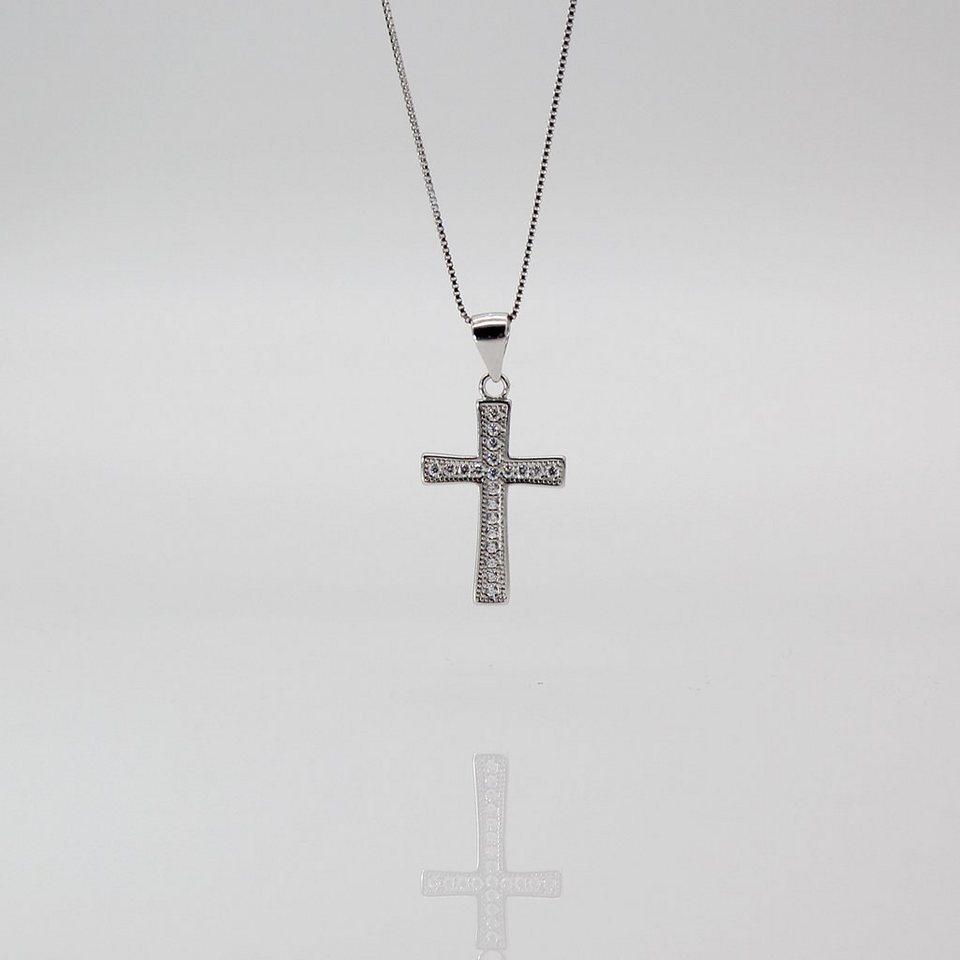 ELLAWIL Silberkette Kreuzkette Damen Kette mit Kreuz Anhänger Halskette  Schmuck (Kettenlänge 50 cm, Sterling Silber 925), inklusive  Geschenkschachtel