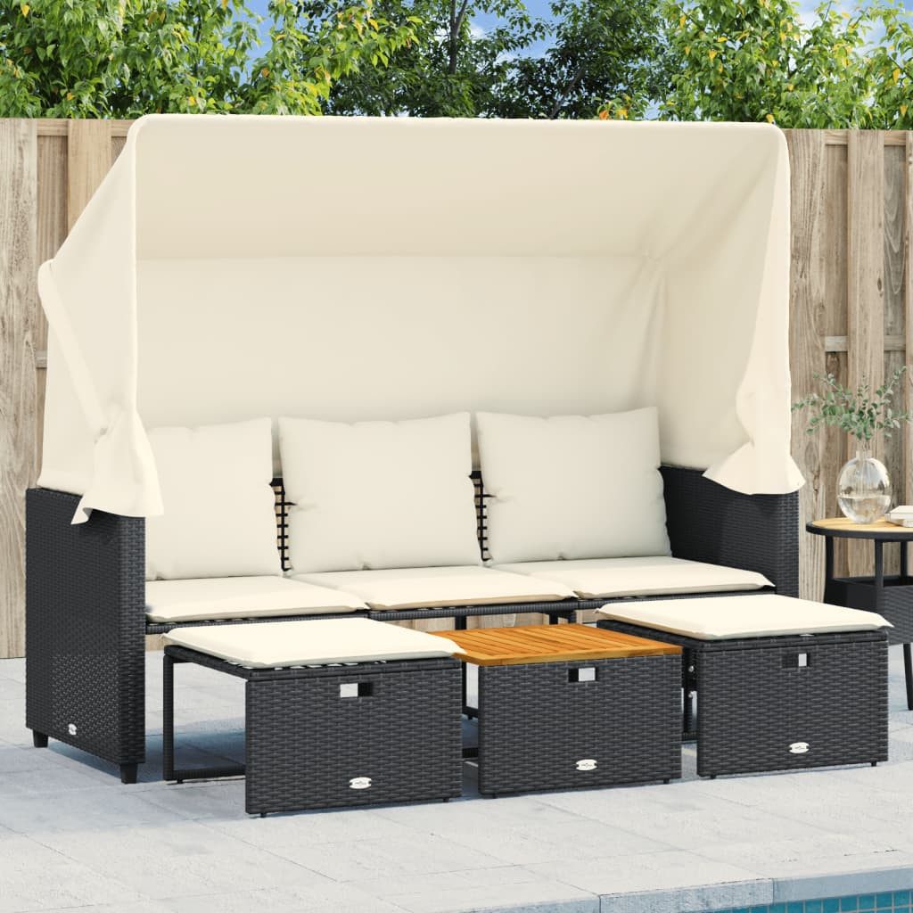 vidaXL Loungesofa Outdoor-Sofa 3-Sitzer mit Dach günstig online kaufen