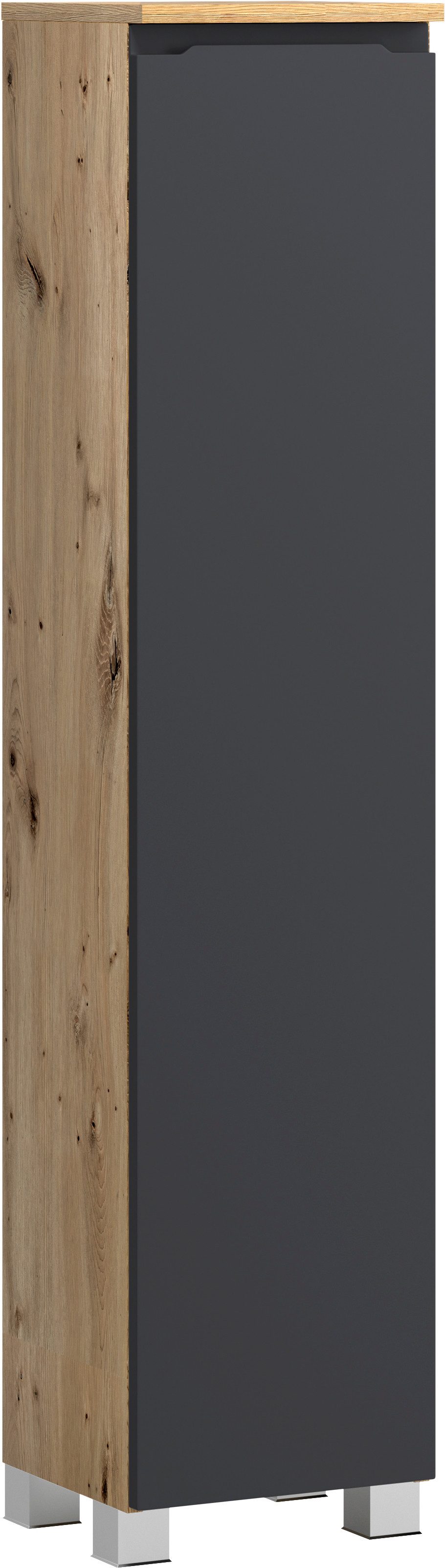 welltime Midischrank CABO, gedämpfte Scharniere matt grau, griffloses Design, reversibel