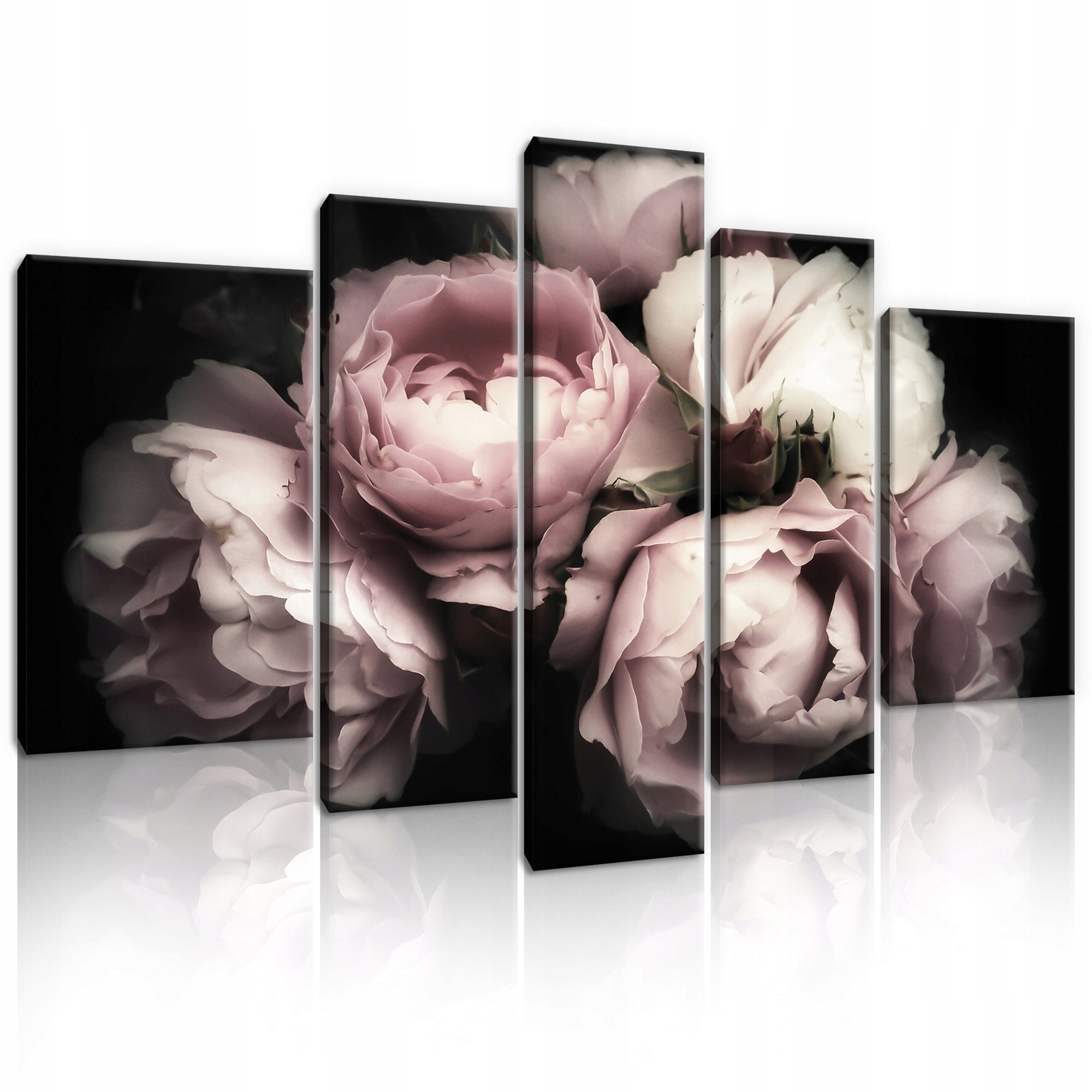 Wallarena Leinwandbild cm Blumen Kunstdruck XXL Rosen Wandbilder SET Schwarz Bild Wohnzimmer 5 Groß (Set Canvas Leinwandbilder Schlafzimmer, Wandbild teilig), Bilder Modern für 170x100 Aufhängefertig Blumen Leinwand Auf