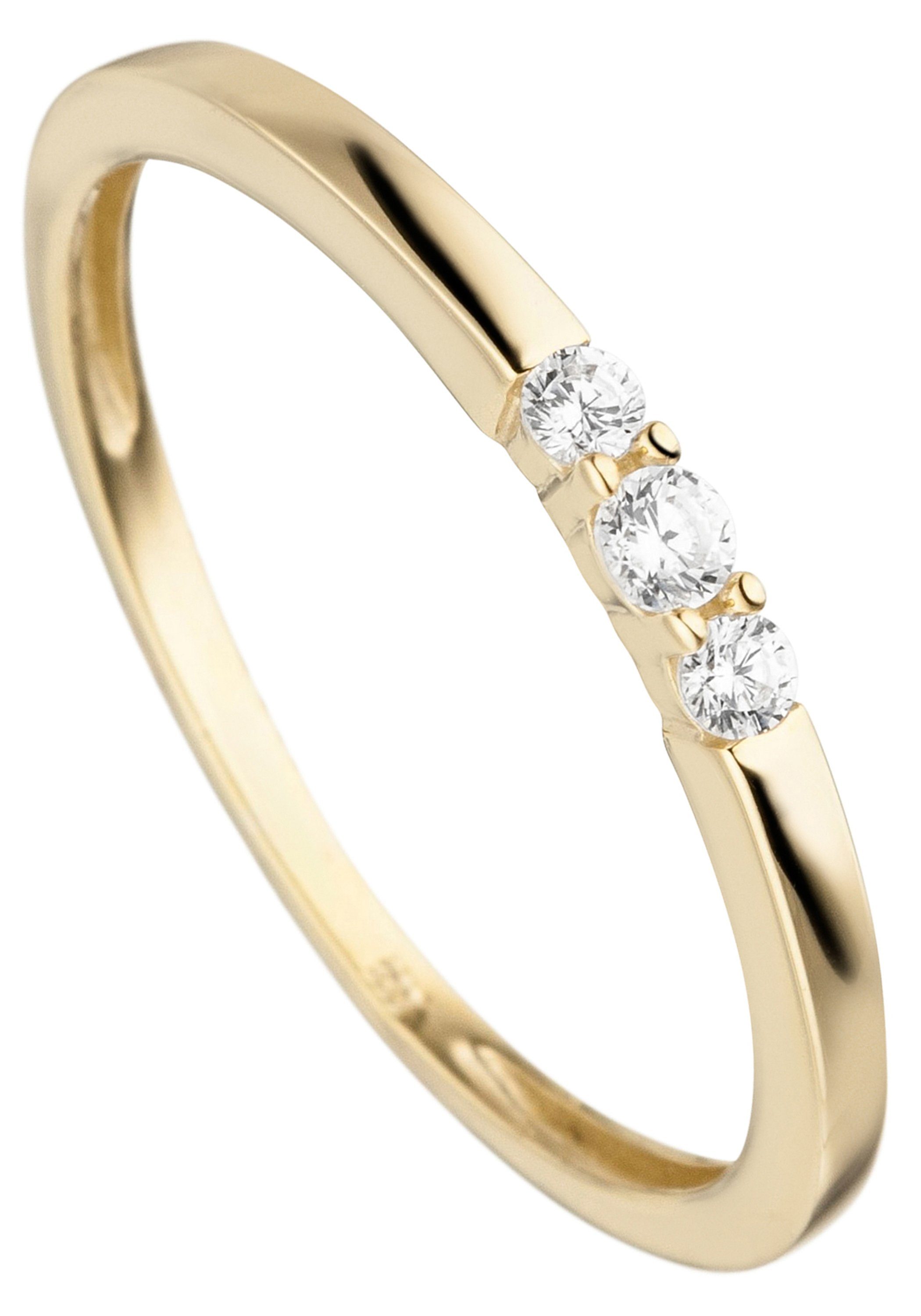 JOBO Fingerring Ring mit 3 Zirkonia, günstig online kaufen