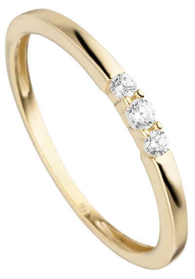 JOBO Fingerring Ring mit 3 Zirkonia, 333 Gold