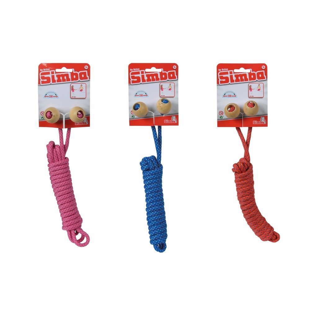 Springseil Springseil Doppel-Springseil mit Holzkugeln rosa blau rot 5m 3fach