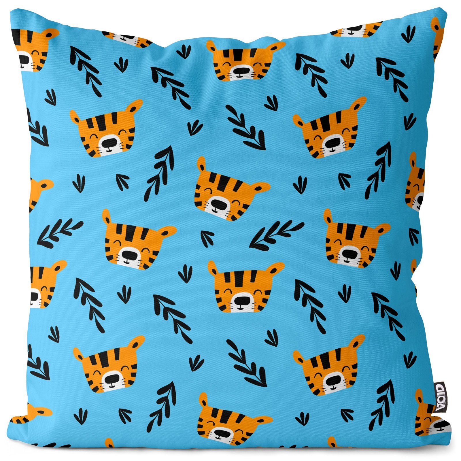 Kissenbezug, VOID (1 Stück), Sofa-Kissen Kleiner Tiger blau Kissenbezug Dschungel Kinder Katze Afrika Urwald Zoo Baby Af