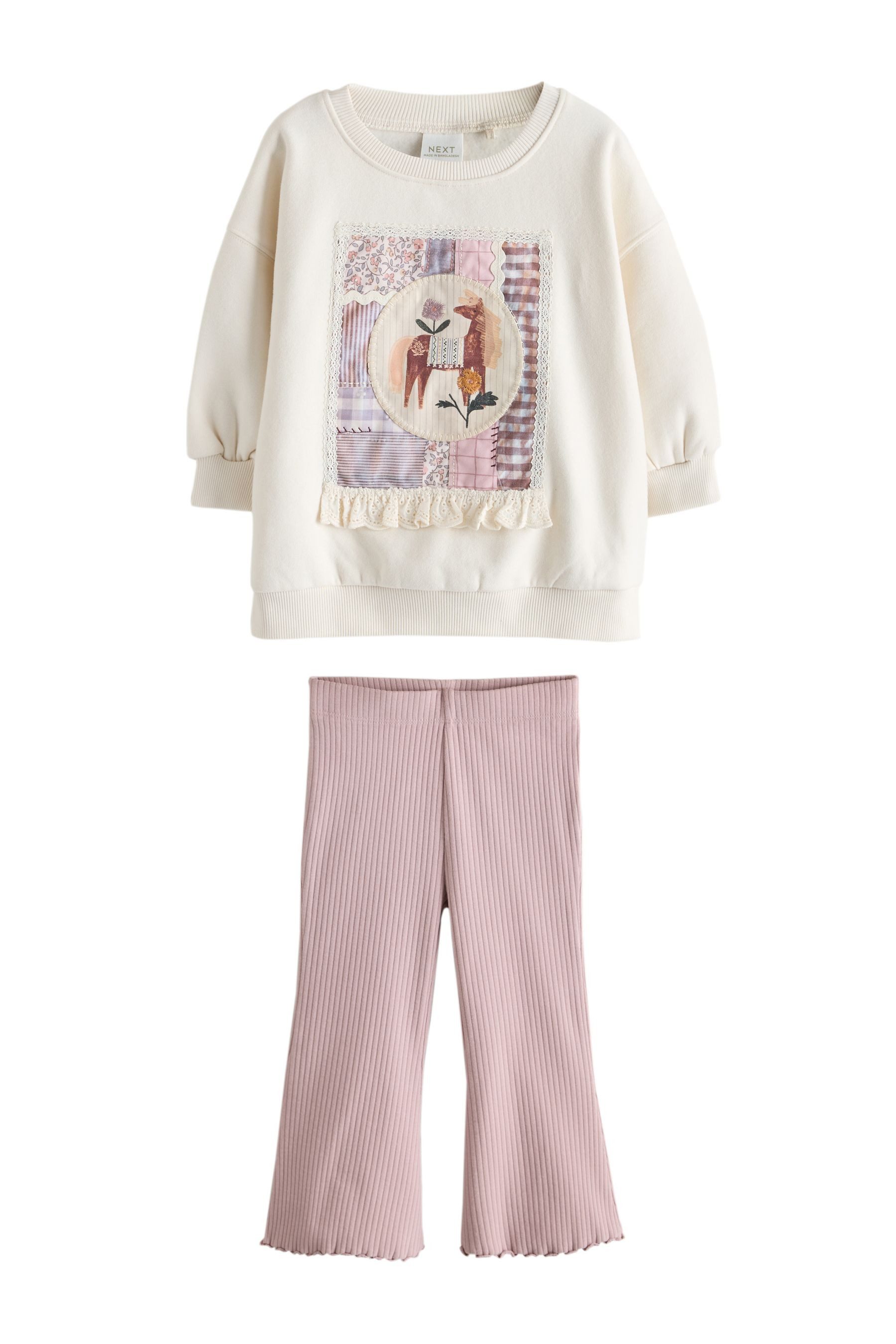 Next Top & Leggings Sweatshirt und ausgestellte Leggings im Set (2-tlg)