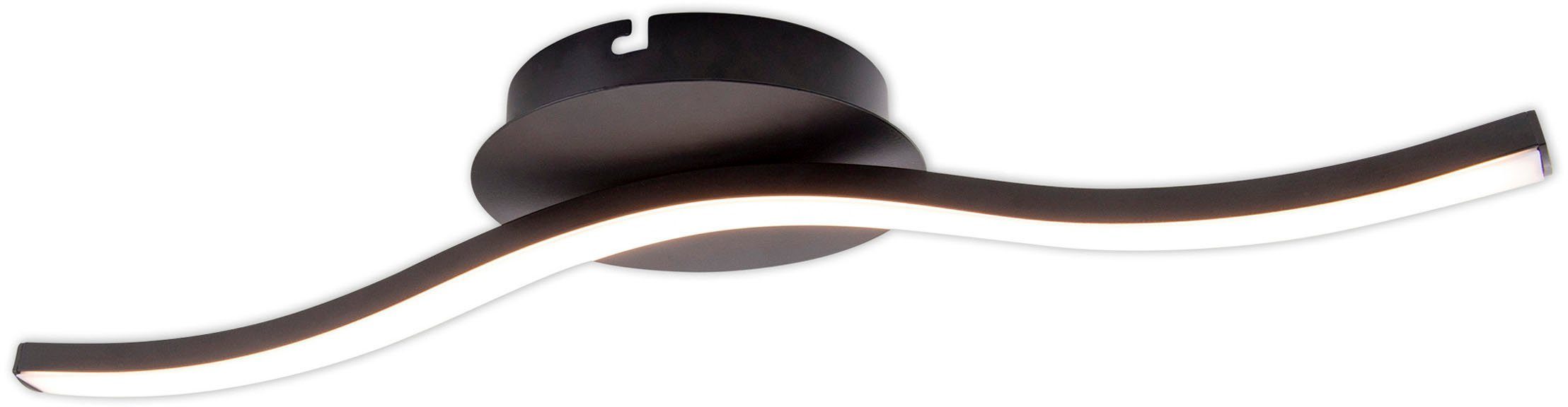 warmweiß, L: Deckenlampe, fest näve Onda, 6W, Wandleuchte integriert, 45cm, Warmweiß, LED schwarz-matt, IP20 LED Deckenleuchte