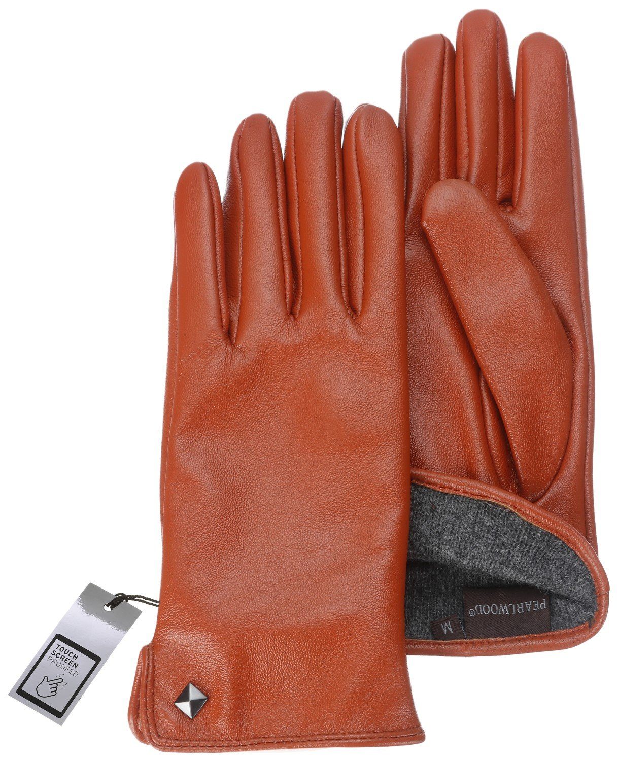 Meg orange Lederhandschuhe PEARLWOOD Woll-Mix-Futter 540 Touchscreen-Handschuhe