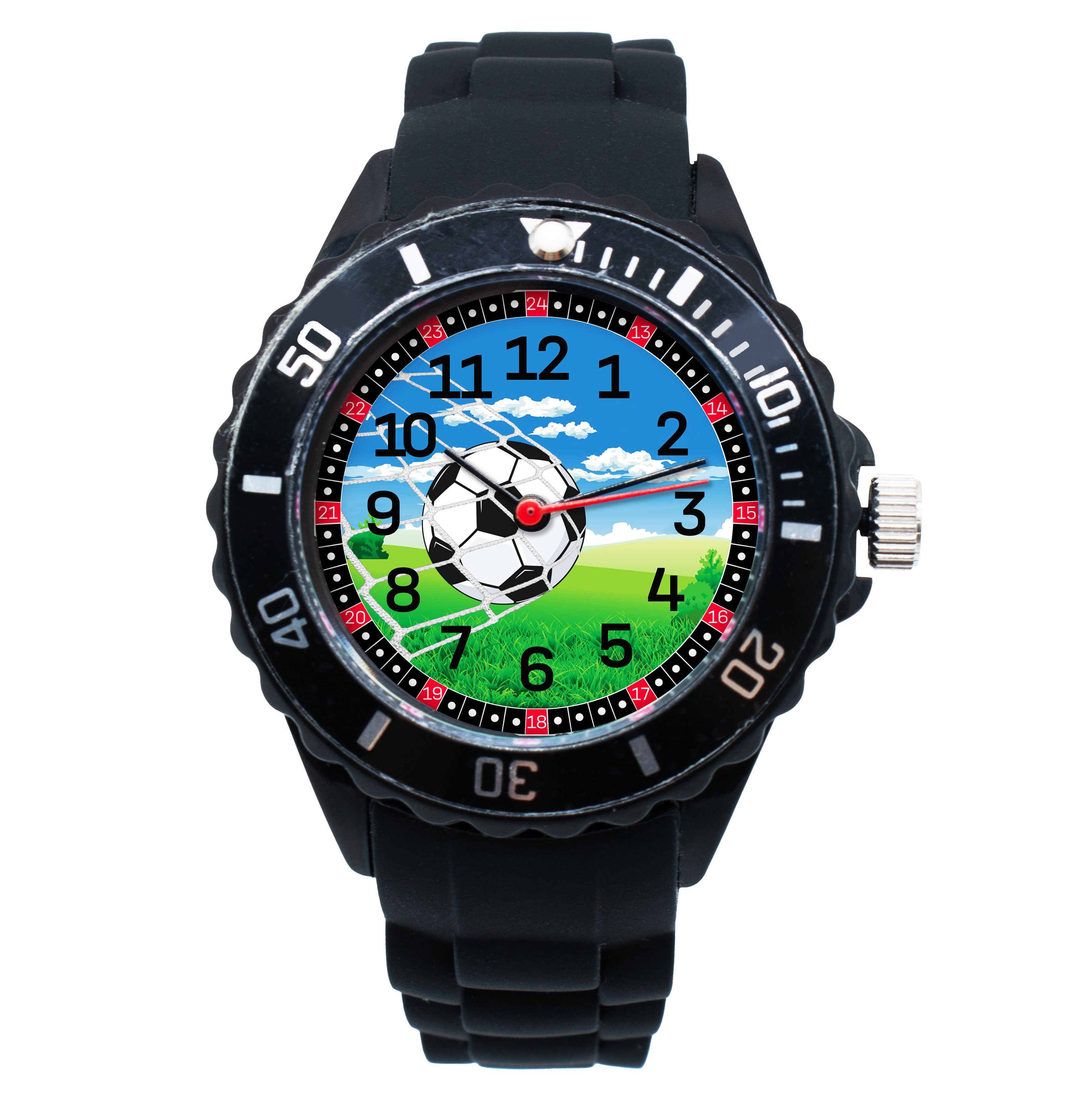 Quarzuhr Fußball Kinderuhr Analog Lernuhr Silikon Armbanduhr