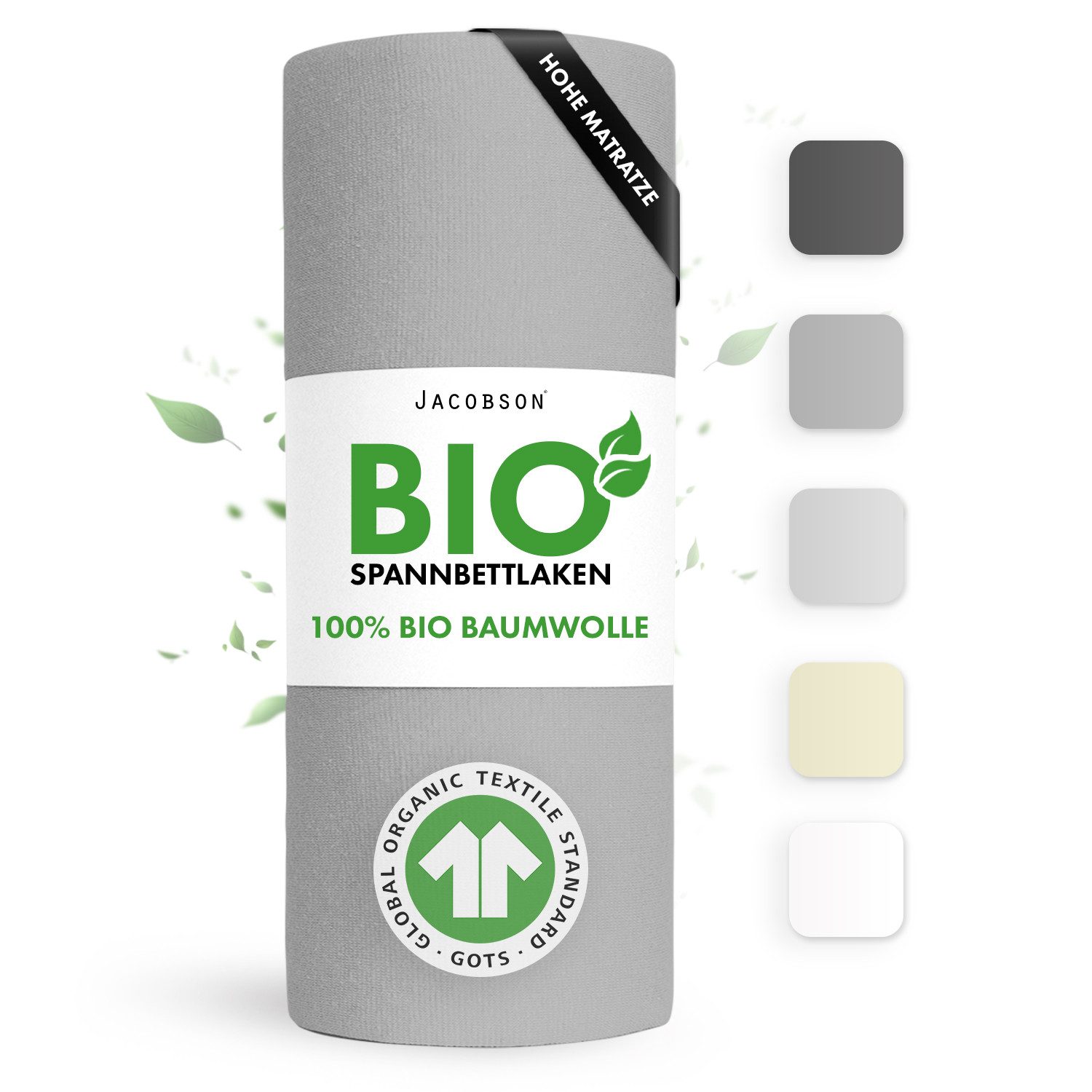 Jacobson Spannbettlaken BIO, Jersey Spannbetttuch, Bettlaken 160 g/m², 100% günstig online kaufen