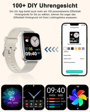 Loyaa IP68 Wasserdicht Smartwatch (1,8 Zoll, Android / iOS), mit Herzfrequenzmessung, Schlafüberwachung, Nachrichten und Wecker