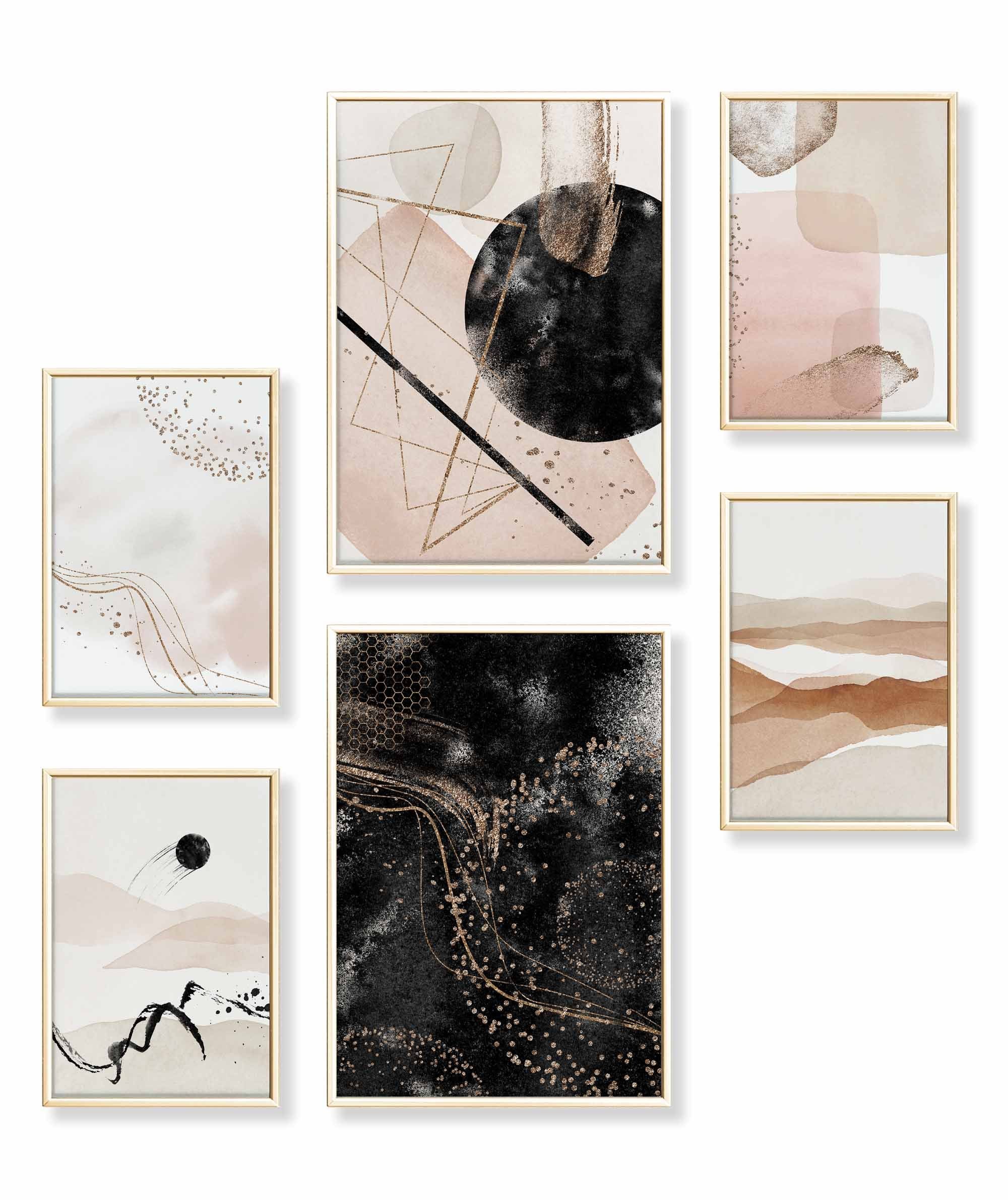Poster Set als Wohnzimmer Deko, Bilder DINA3 & DINA4, Abstrakt Aquarell II