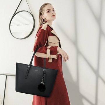 TAN.TOMI Shopper Handtasche Damen mit Geldbörse und Schlüsselanhänger, Groß Damen Handtasche, ​Geschenke für Frauen in schlichter Optik