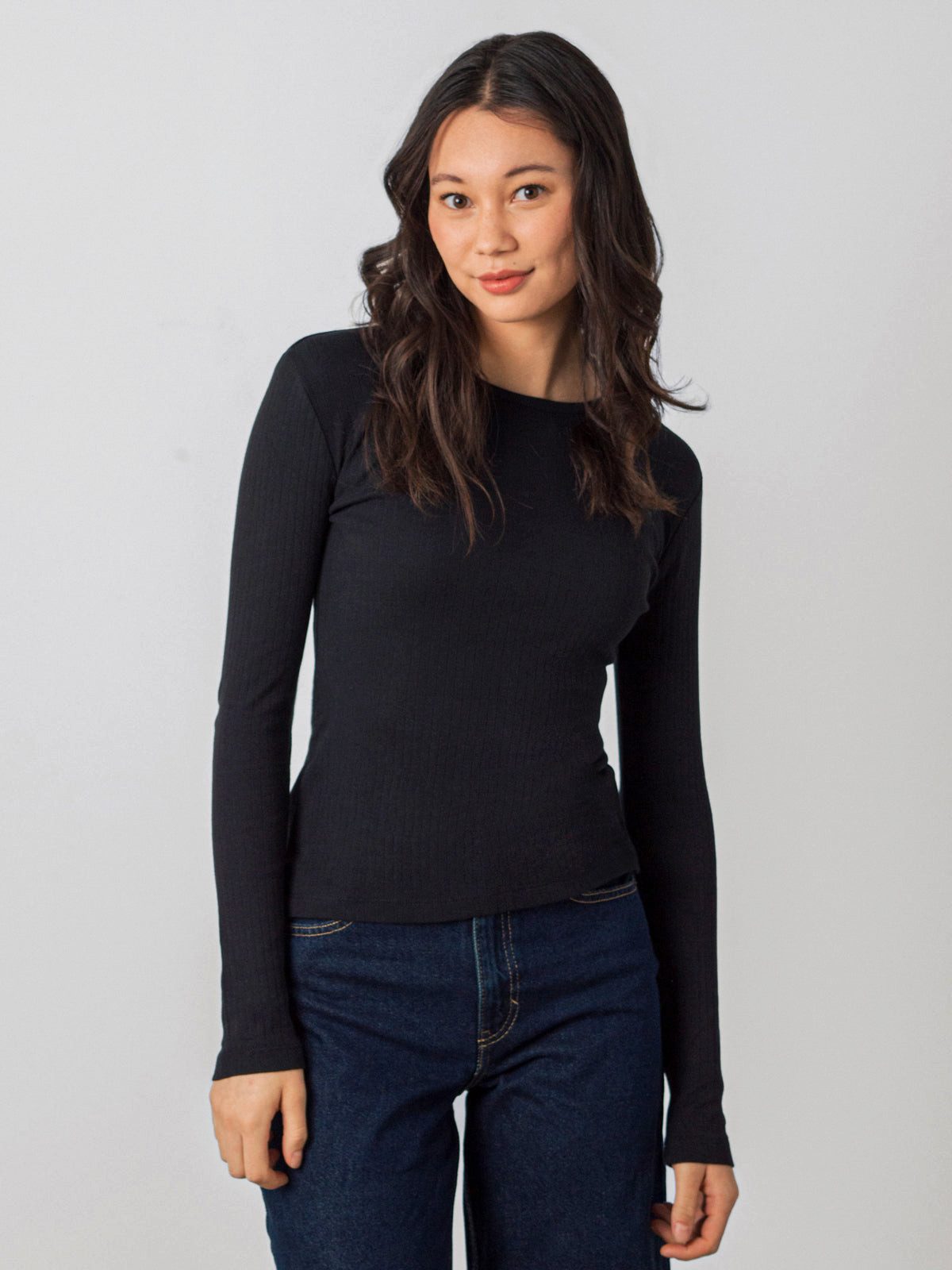 HONEST BASICS Geripptes Langarm Shirt
