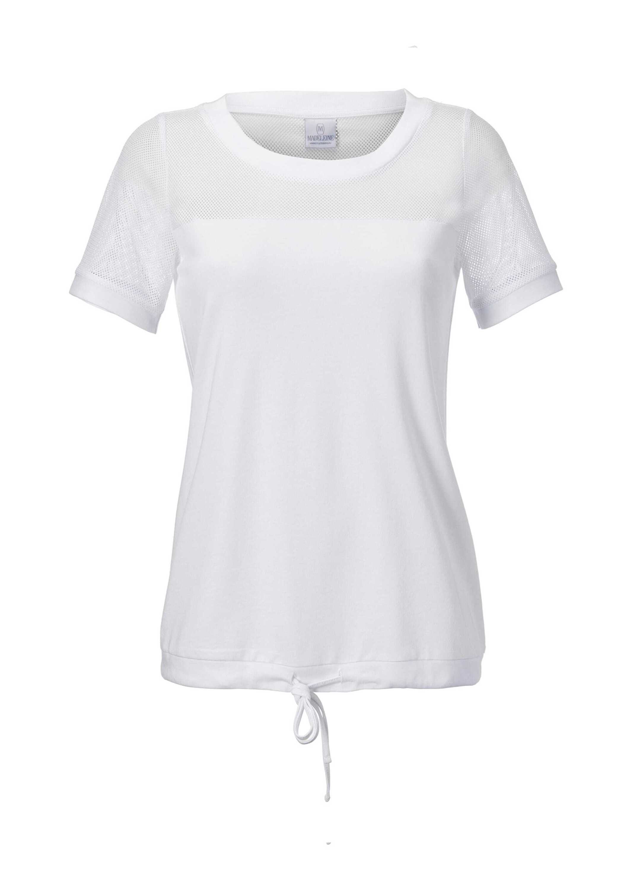 MADELEINE Kurzarmshirt Luftiges T-Shirt mit transparenten Details Sportives Baumwollshirt mit Rundhalsausschnitt und Halbarm