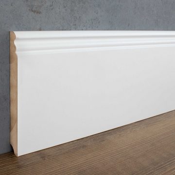 PROVISTON Sockelleiste MDF, 19 x 145 x 2500 mm, Weiß, Fußleiste Berliner Profil
