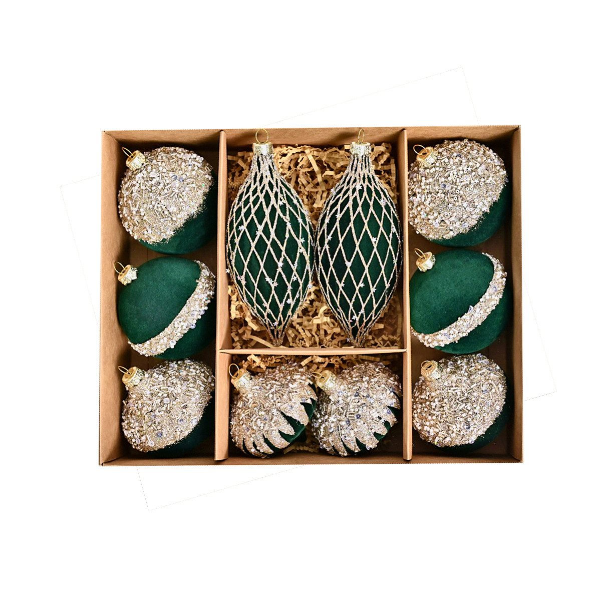 Coonoor Weihnachtsbaumkugel 10er Set Samt-Weihnachtskugeln – Weihnachtsbaum Anhänger-Set, ideal für Christbäume und festliche Partydekoration