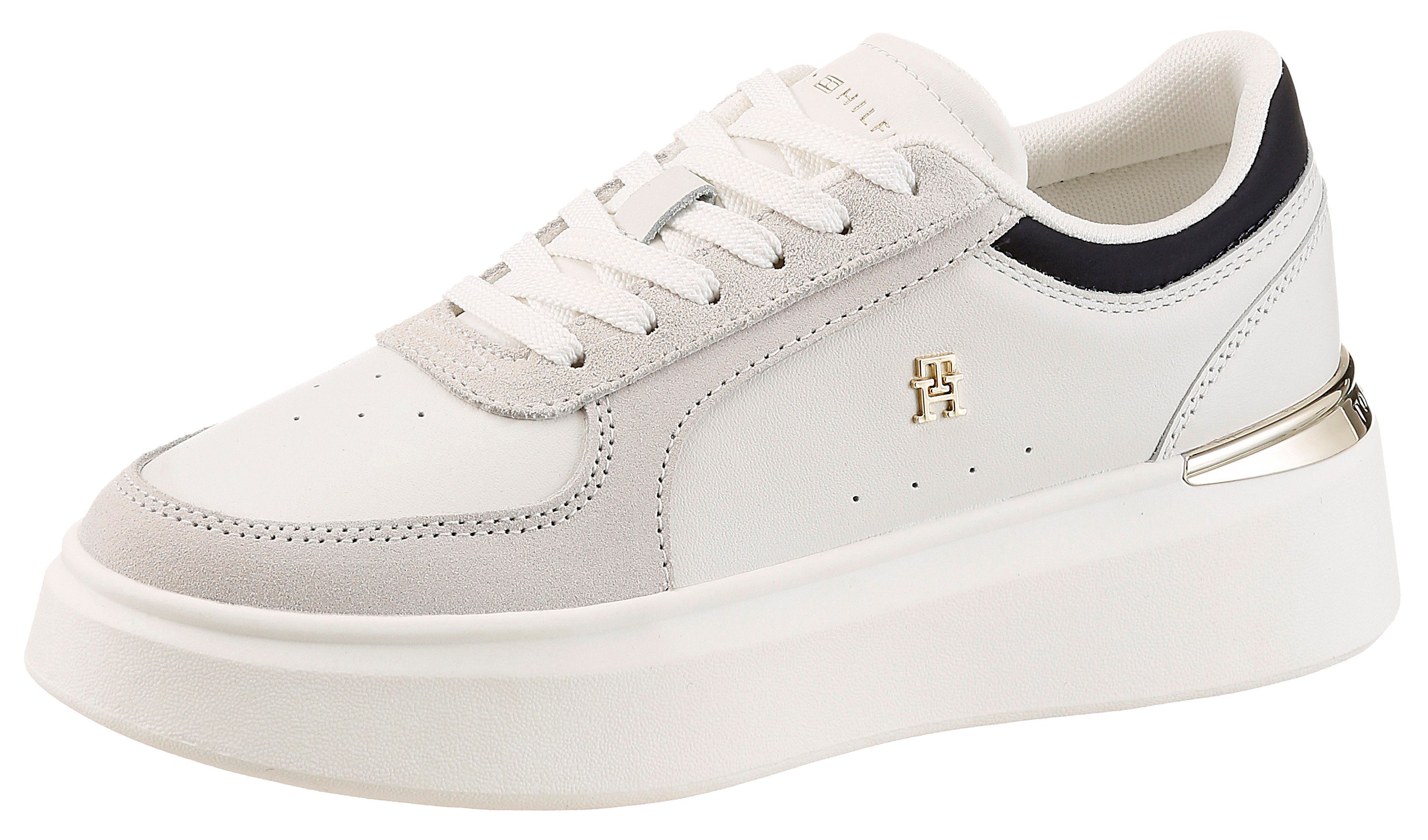 Tommy Hilfiger TH SATIN PLATFORM SNEAKER Plateausneaker Freizeitschuh, Schnürschuh, Halbschuh mit seitlichem TH-Schmucklogo