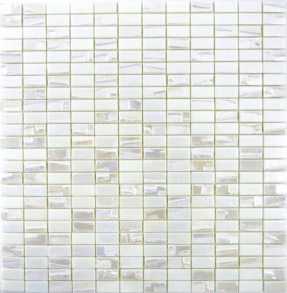 Mosani Mosaikfliesen Recycling Glasmosaik Mosaikfliesen weiß glänzend / 10 Matten
