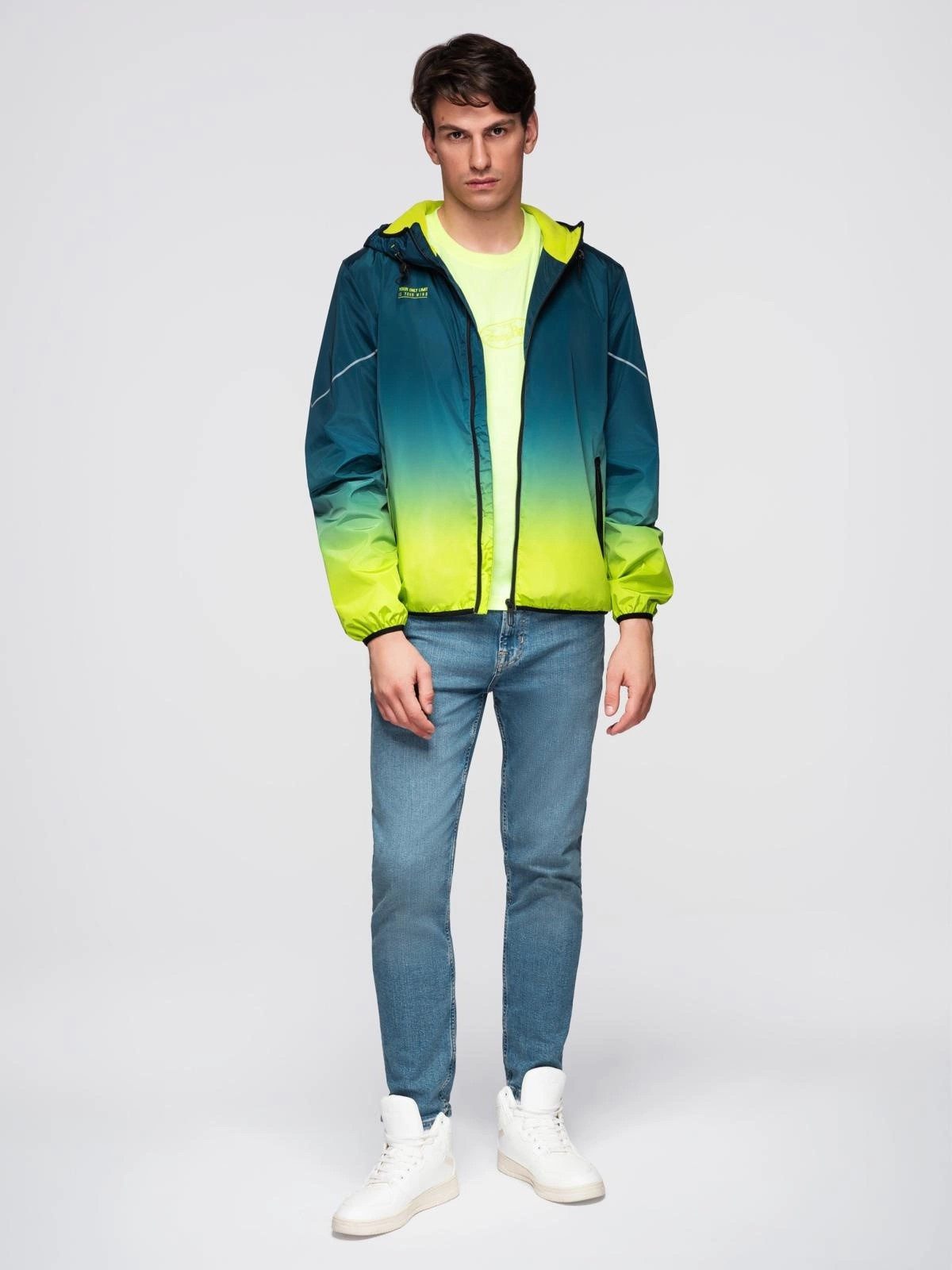 OMBRE Kapuzenfleecejacke Sportliche Herrenjacke mit Reflektoren und Fleecefutter – Bild 5 von 5