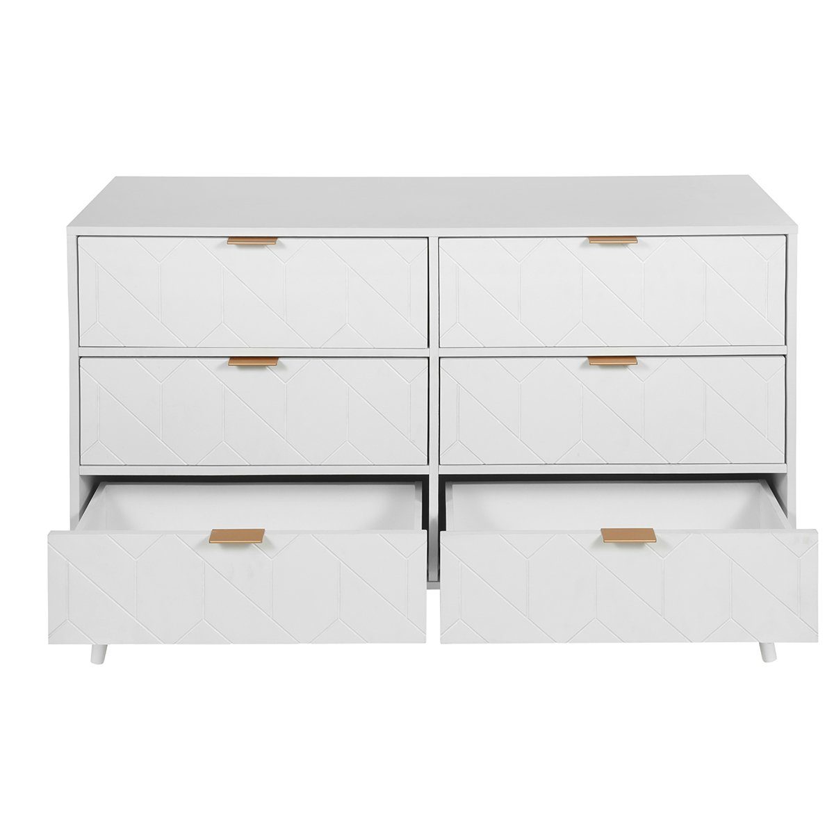 Sideboard (Kommode mit 6 Schubladen), Highboard für Schlafzimmer & alle Wohnräume, 120x39.5x80.5cm