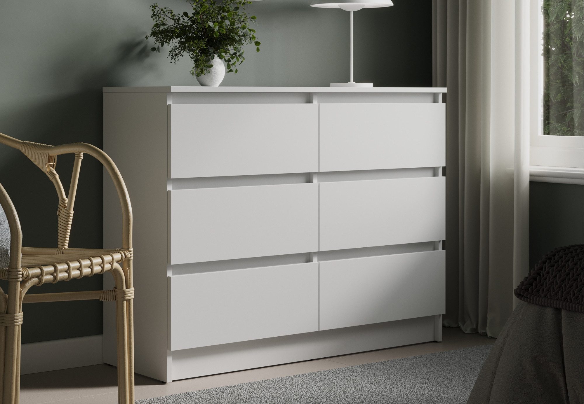 Kommode mit 6 Schublade 80, 100, 120, 140 cm breit Holz Schrank