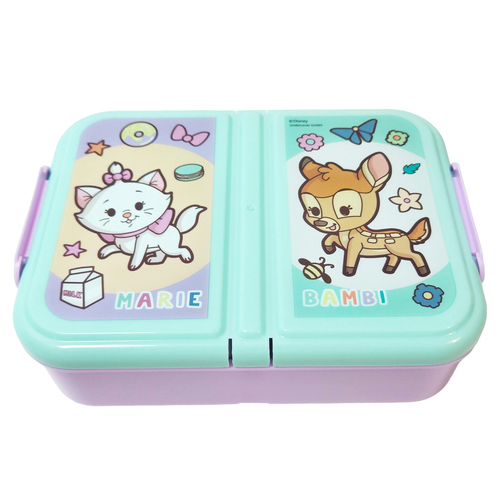 Disney Lunchbox Disney Marie Bambi 2 tlg Set Brotdose 3 Kammern Alu-Trinkflasche, (2-tlg., Spar-Set), 500 ml