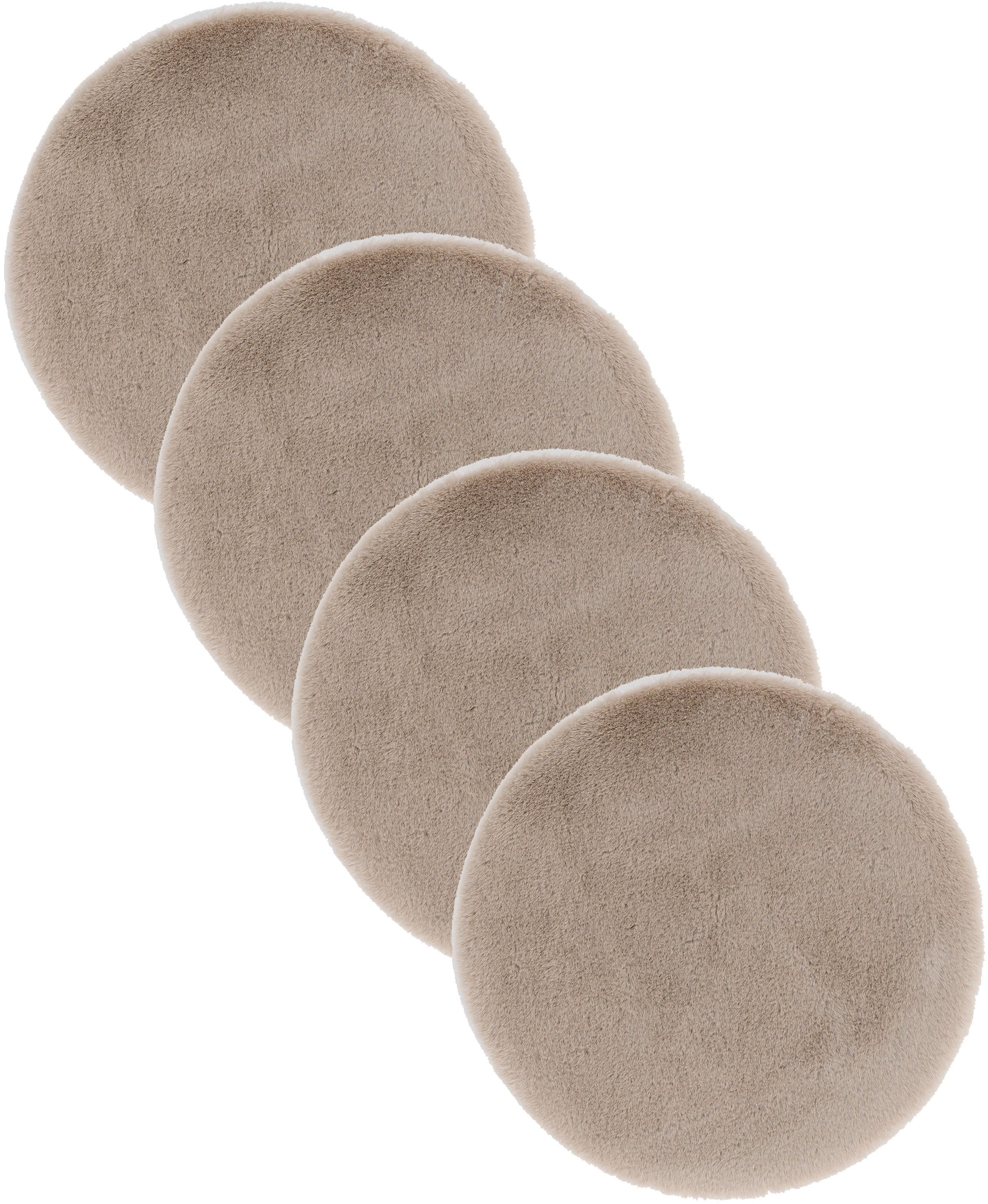 ASTRA Teppich Elda, rund, Höhe: 13 mm, runde Dekofelle im 4 er Set, kuschelweich, Wohnzimmer, Kinderzimmer von ASTRA