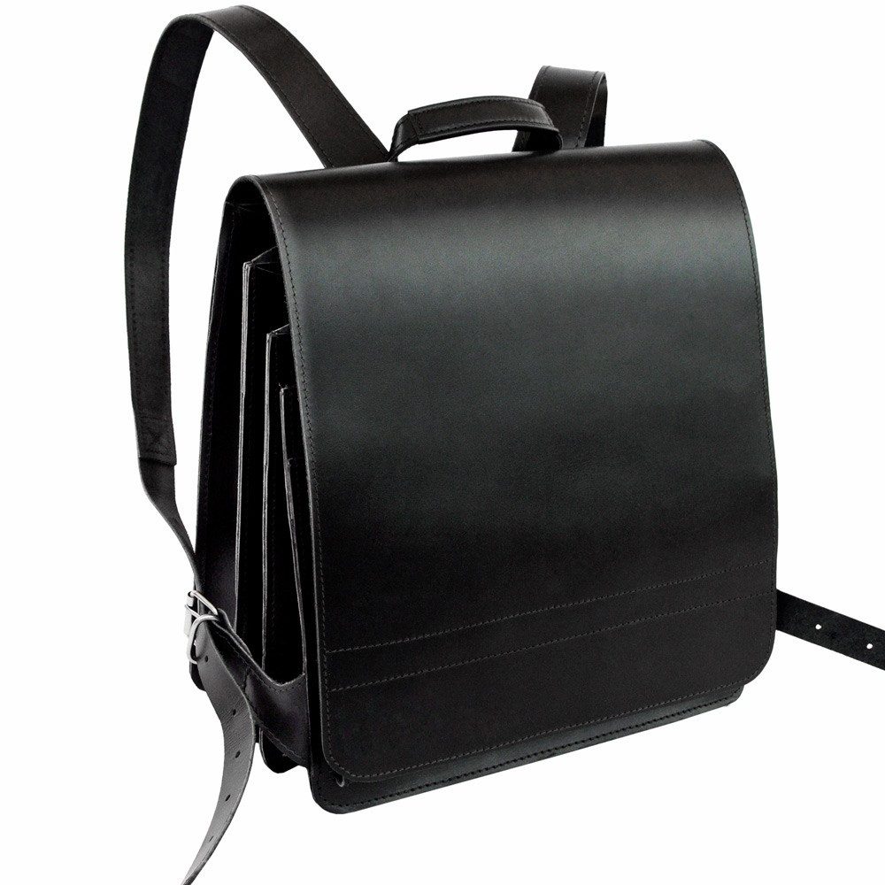 Jahn-Tasche Schulrucksack Großer Lederrucksack, Lehrer-Rucksack XL Leder Schwarz Jahn-Tasche 670