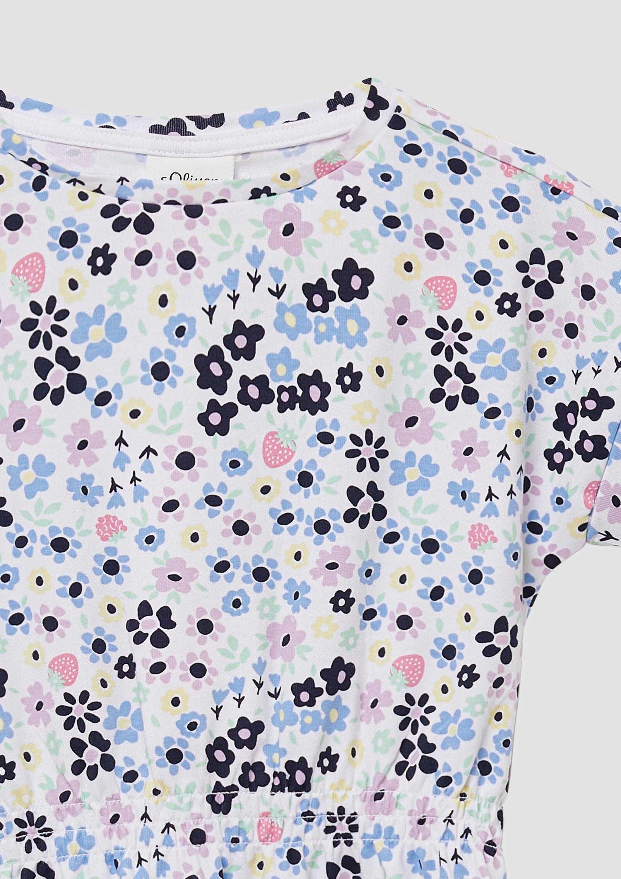 s.Oliver Minikleid Kleid Kurzes Kleid mit All-over-Print und Raffung