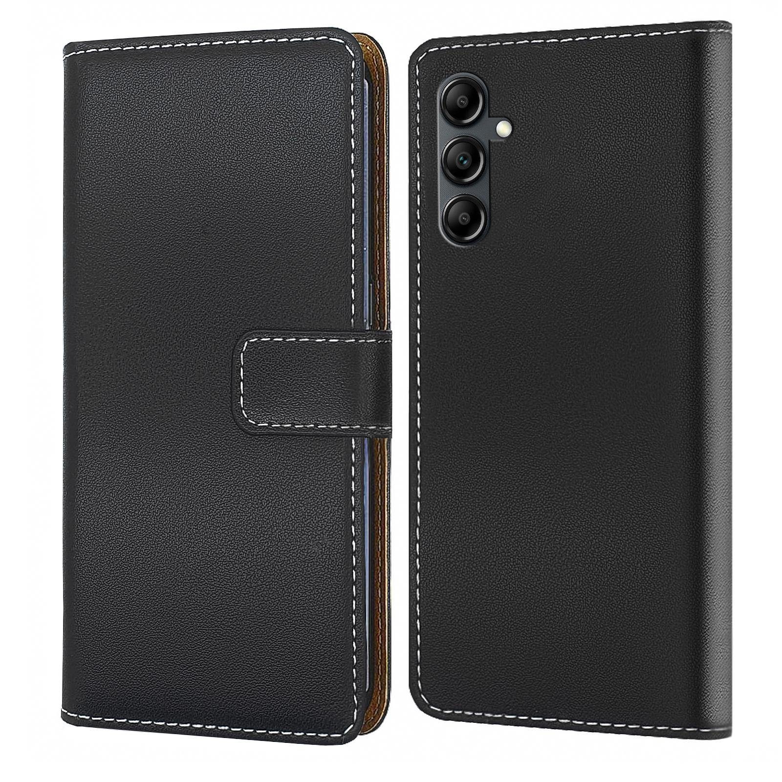 Numerva Handyhülle Bookstyle Etui Handytasche für Samsung Galaxy A14 / A14 5G, Schutzhülle Klapphülle Flip Cover Schwarz