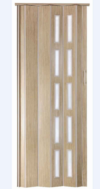 Standom Falttür Schiebetür Eiche hell Fenster H. 201 cm für Türbreite bis 94 cm st5 (1 Karton, 1-St., 1 Set), teils vormontiert