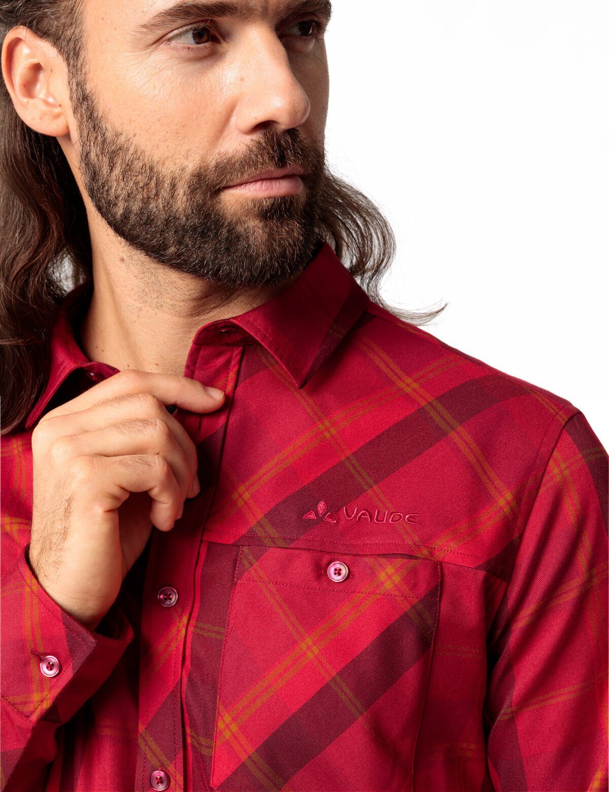 VAUDE red (1-tlg) Shirt Men's indian Funktionshemd IV dark LS Neshan