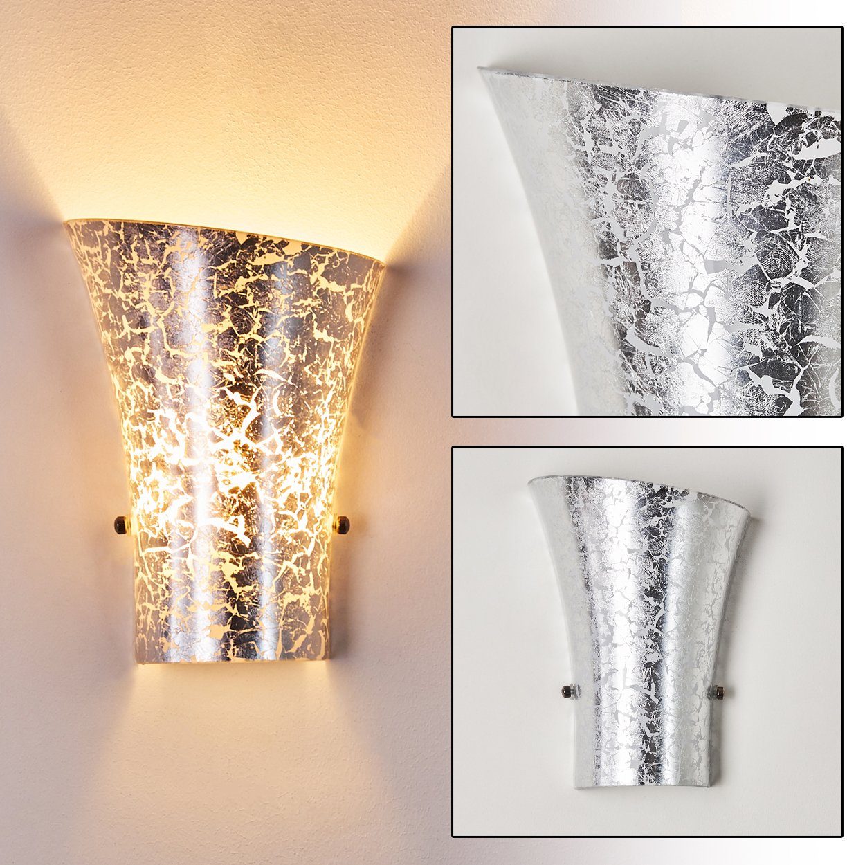 hofstein Wandleuchte »Vazzano« Wandlampe aus Metall/Glas in Silber, ohne Leuchtmittel, moderne mit Lichtspiel an der Wand, 1xG9 Innen mit Lichteffekt