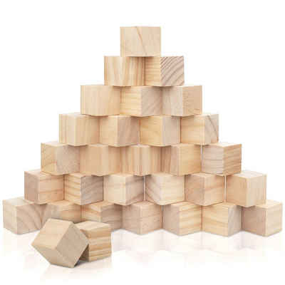 Kurtzy Greifling Holz Würfel 3x3x3cm (30 Stück) (1-tlg), Blank Wooden Cubes 3cm (30 pcs) - DIY Crafts