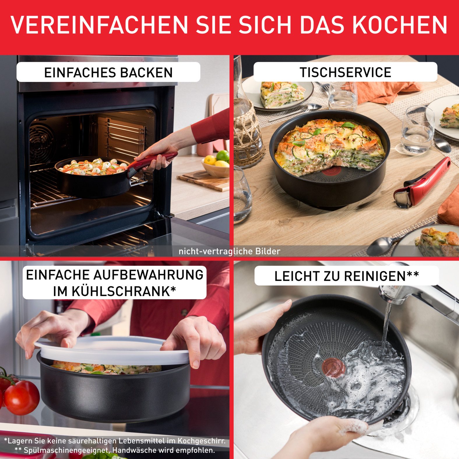 Tefal Topf-Set Ingenio Ultimate, Topf und Pfannenset abnehmbarer Griff, stapelbar, Aluminium (Set, 10-tlg., Kasserolle 16/20cm, Schmorpfanne 24cm, Pfanne 24/28cm, Deckel, Griffe), platzsparend, Pfannenset Induktion mit Antihaftversiegelung, L76491
