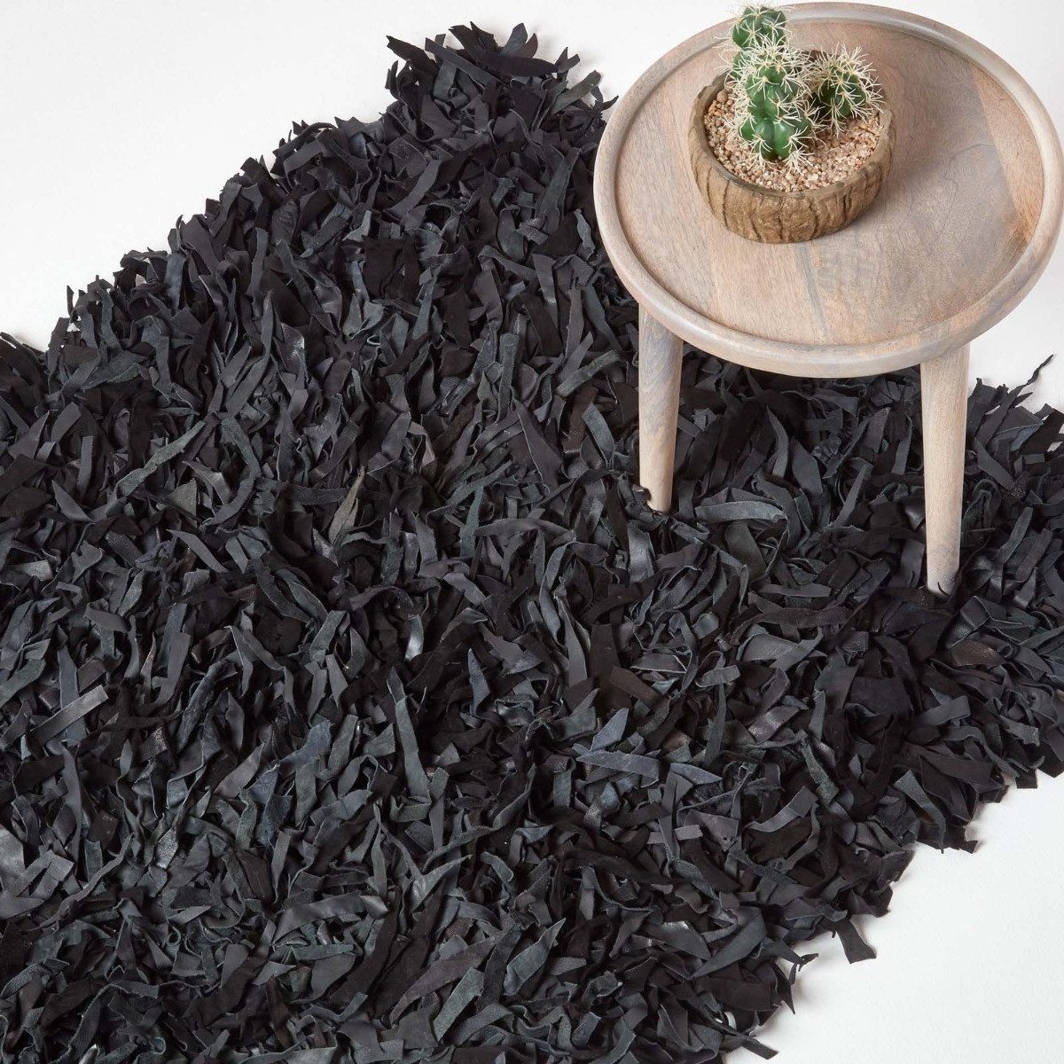 Homescapes Teppich Lederteppich Dallas, schwarz, 90 günstig online kaufen