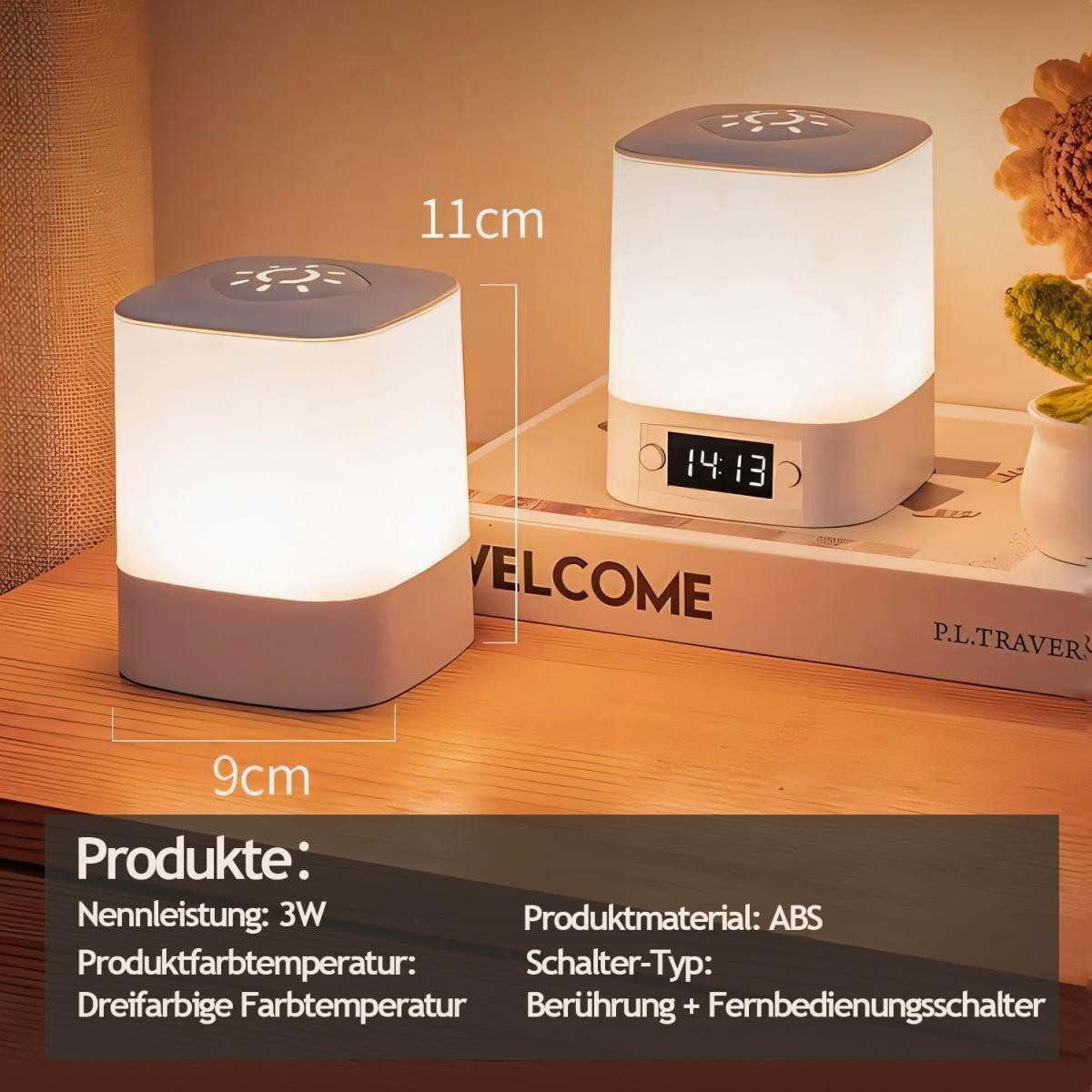 Luckice LED Nachttischlampe LED Nachtlicht,Touch-Lampe,Tisch-Nachttischlampen,Schlafzimmer Lampe, Soft Light Touch Tischlampe für Augenschutz, Die LED kann nich – Bild 4 von 5