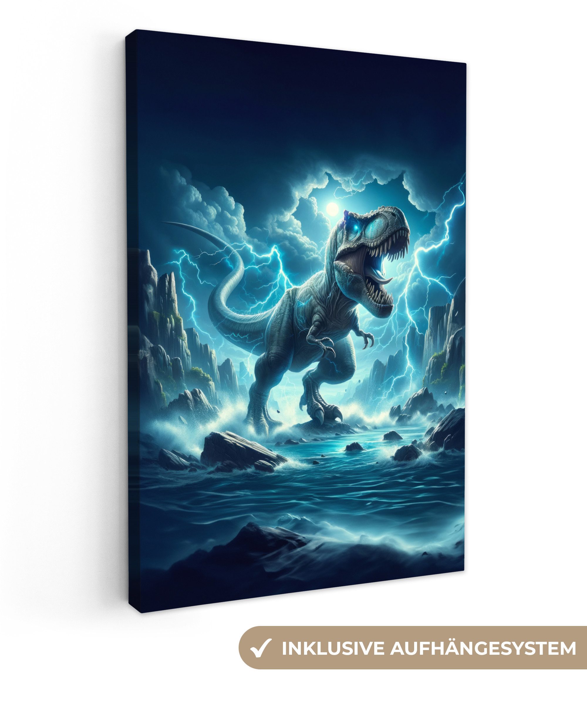 OneMillionCanvasses® Leinwandbild Dino - Blau - günstig online kaufen
