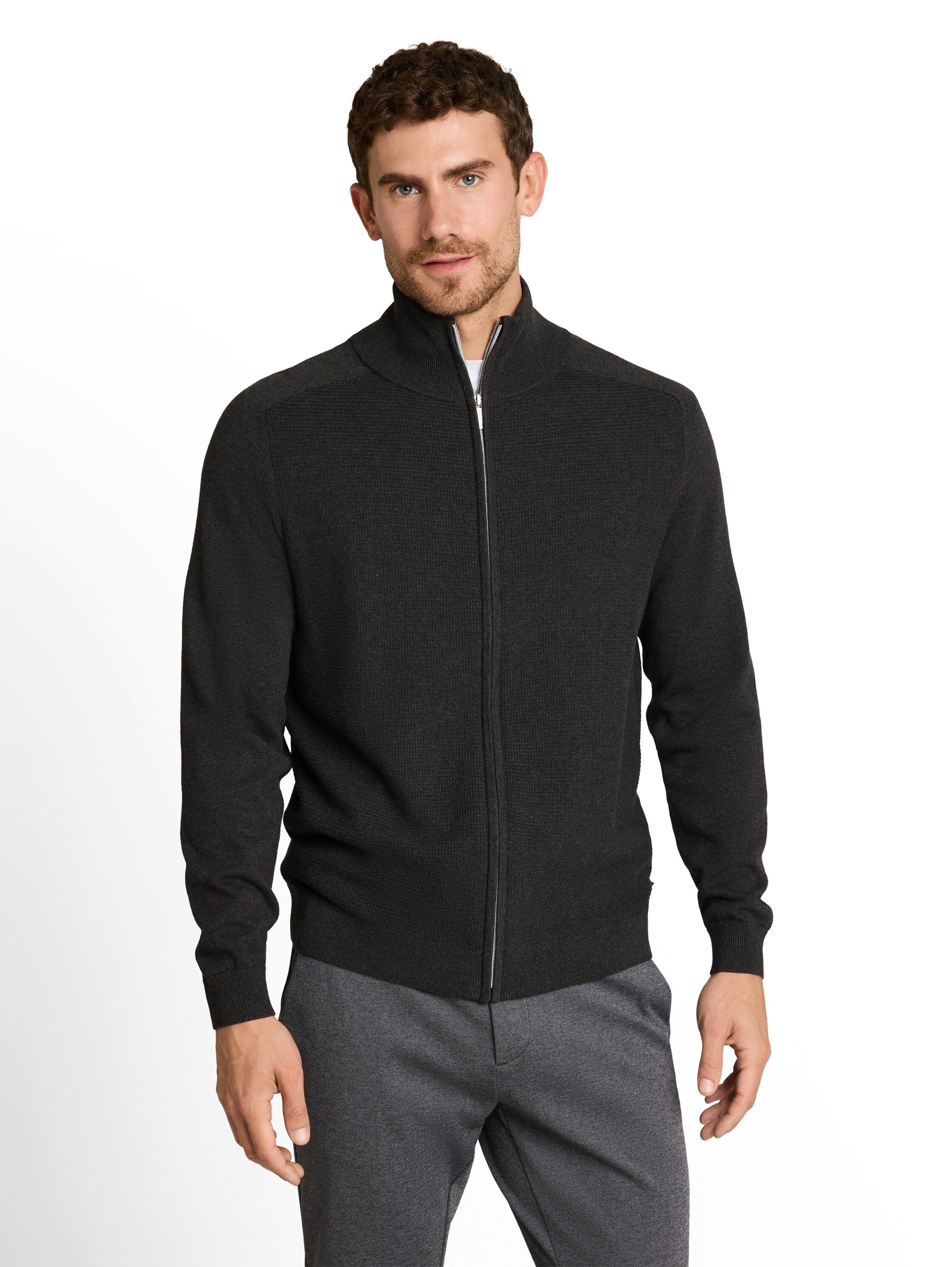 TOM TAILOR Strickjacke mit Logo Stickerei