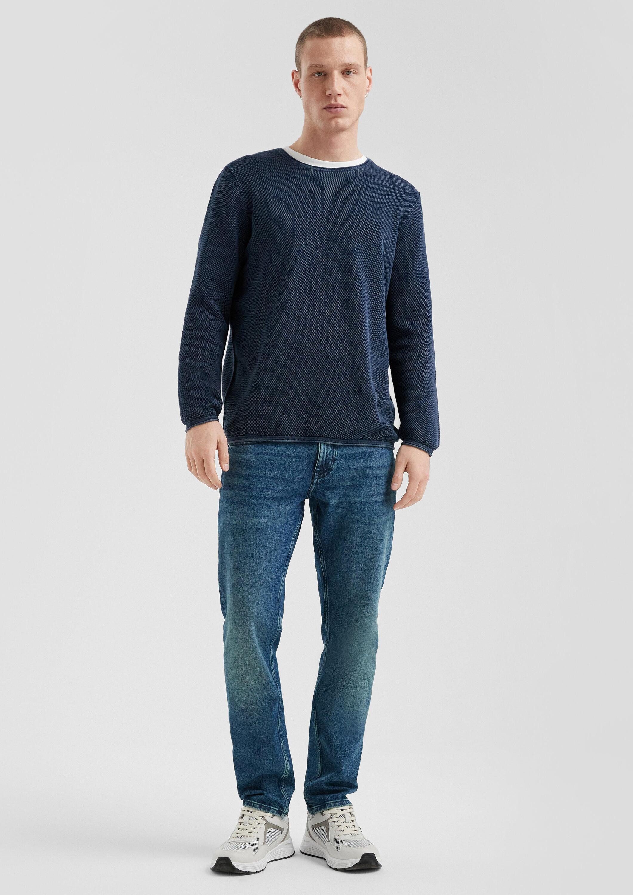 QS Longpullover Strickpullover Gewaschener Pullover mit Rollkante