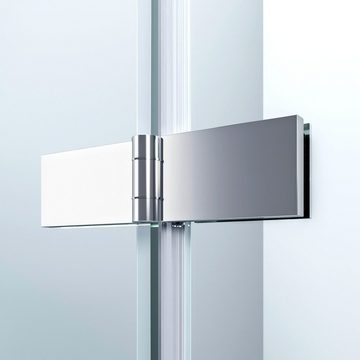 AQUALAVOS Walk-in-Dusche Duschwand Nano Glas Duschabtrennung Walk In Drehfalttür für Duschwanne, 6 mm Einscheiben-Sicherheitsglas (ESG) mit Nanobeschichtung, Spritzschutz im Bad, barrierefrei einbaubar