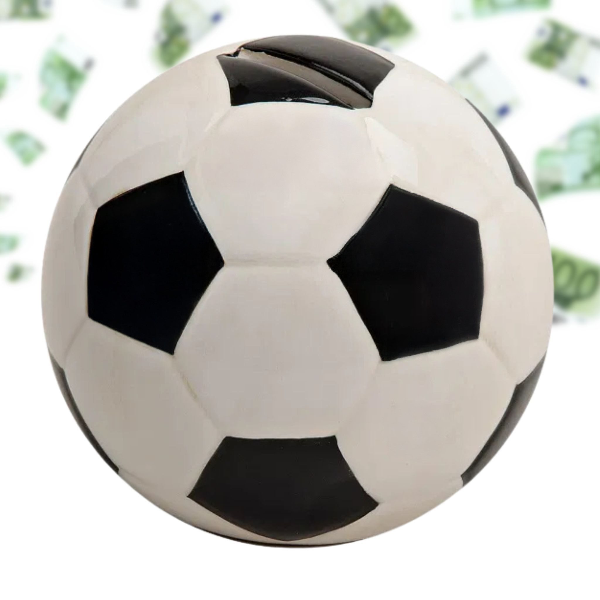 matches21 HOME & HOBBY Spardose Große Spardose Fussball schwarz weiß 13 cm mit Schlüssel, Keramik Kinder Erwachsenen Sparbüchse abschließbar