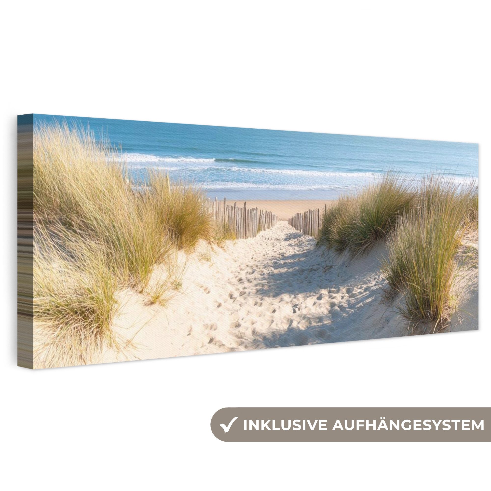 OneMillionCanvasses® Leinwandbild Panorama Strand - Meer - Düne - Sand - Sommer, Fotodruck (1 St), Wandbild, Deko Schlafzimmer Wohnzimmer Flur 60x20 cm