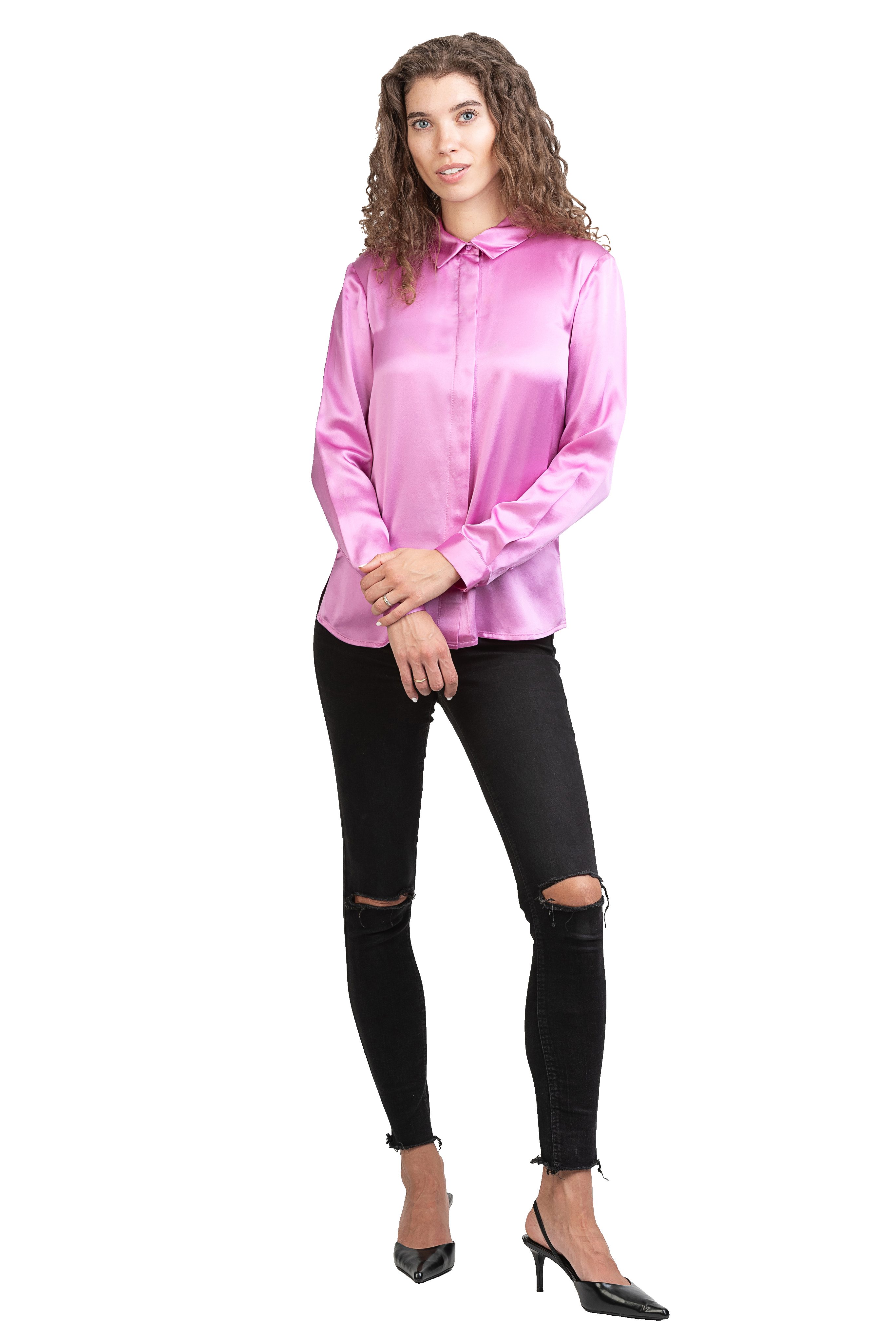 Posh Gear Seidenbluse Camicia da Donna Bluse aus Seide blickdichte Seide günstig online kaufen