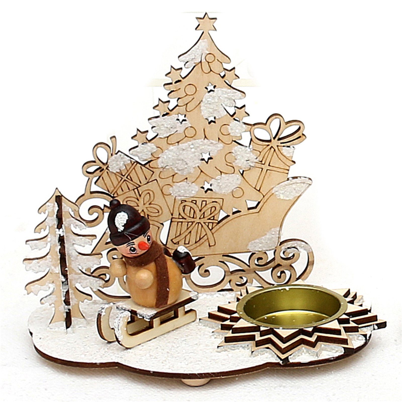 SIGRO Teelichthalter Teelichthalter mit St) 1 (Stück, Schneemannfigur