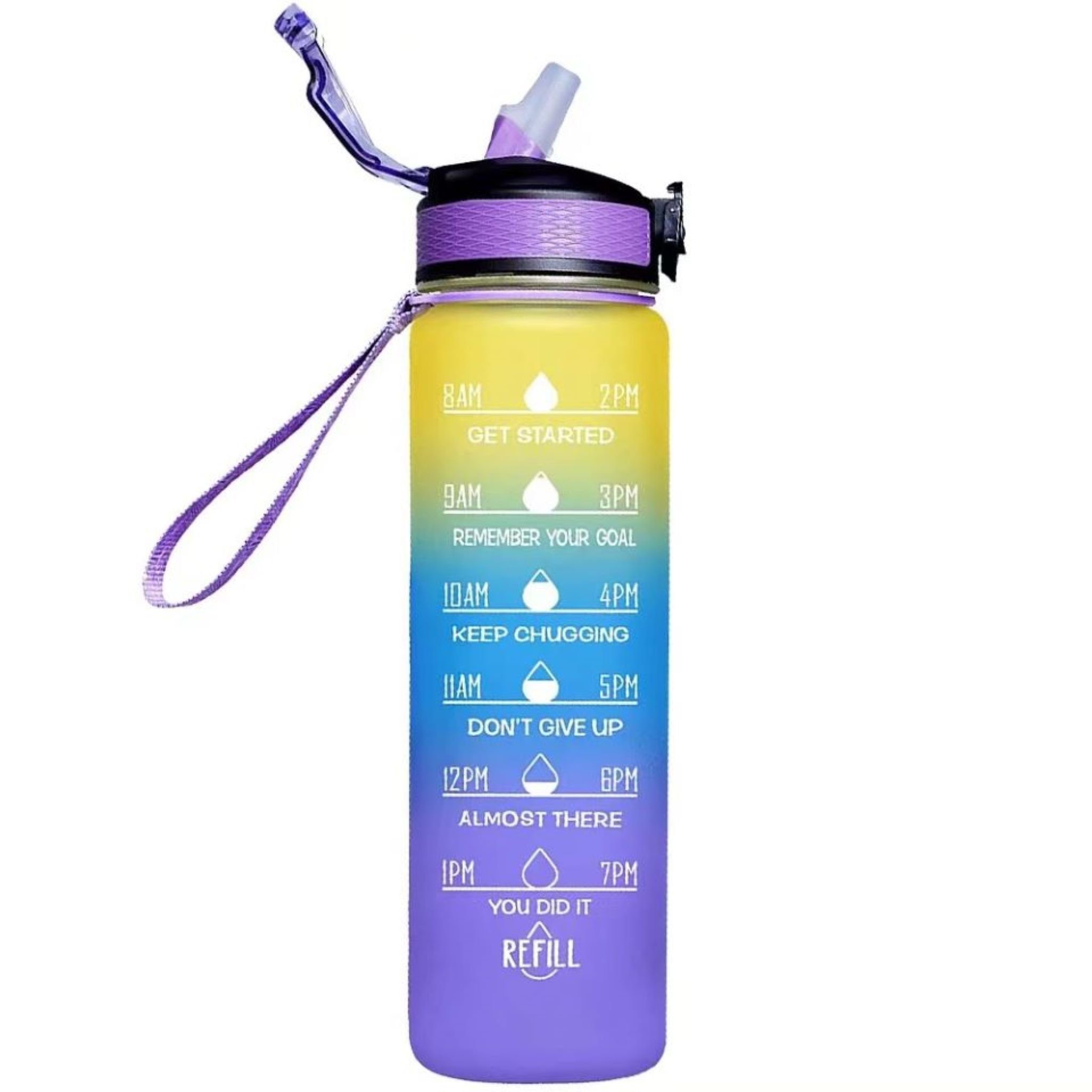 Botells Trinkflasche Sport Trinkflasche, Motivation, Wasserflasche + Strohhalm & Shakerball, Trinke während deiner Aktivität, leicht, auslaufsicher, motivierend