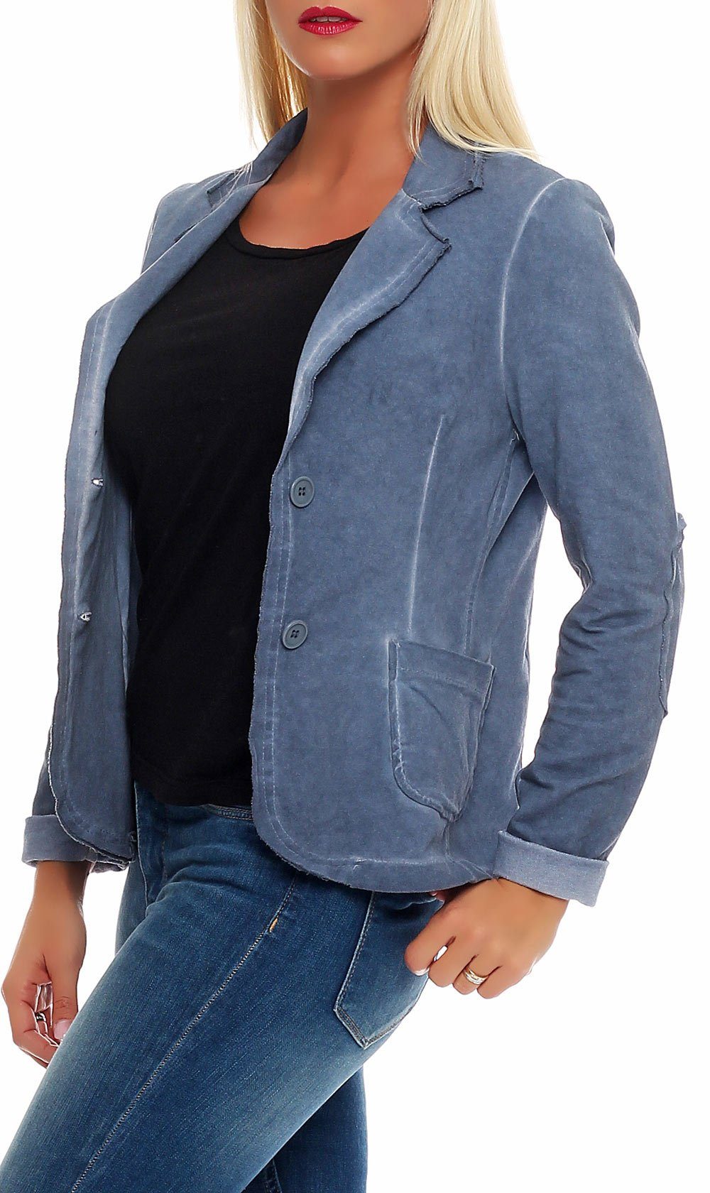 malito more than fashion Jackenblazer malito Damen Blazer im Washed Style, Sakko im Basic Look, Kurzjacke Blazer in Used-Look Optik