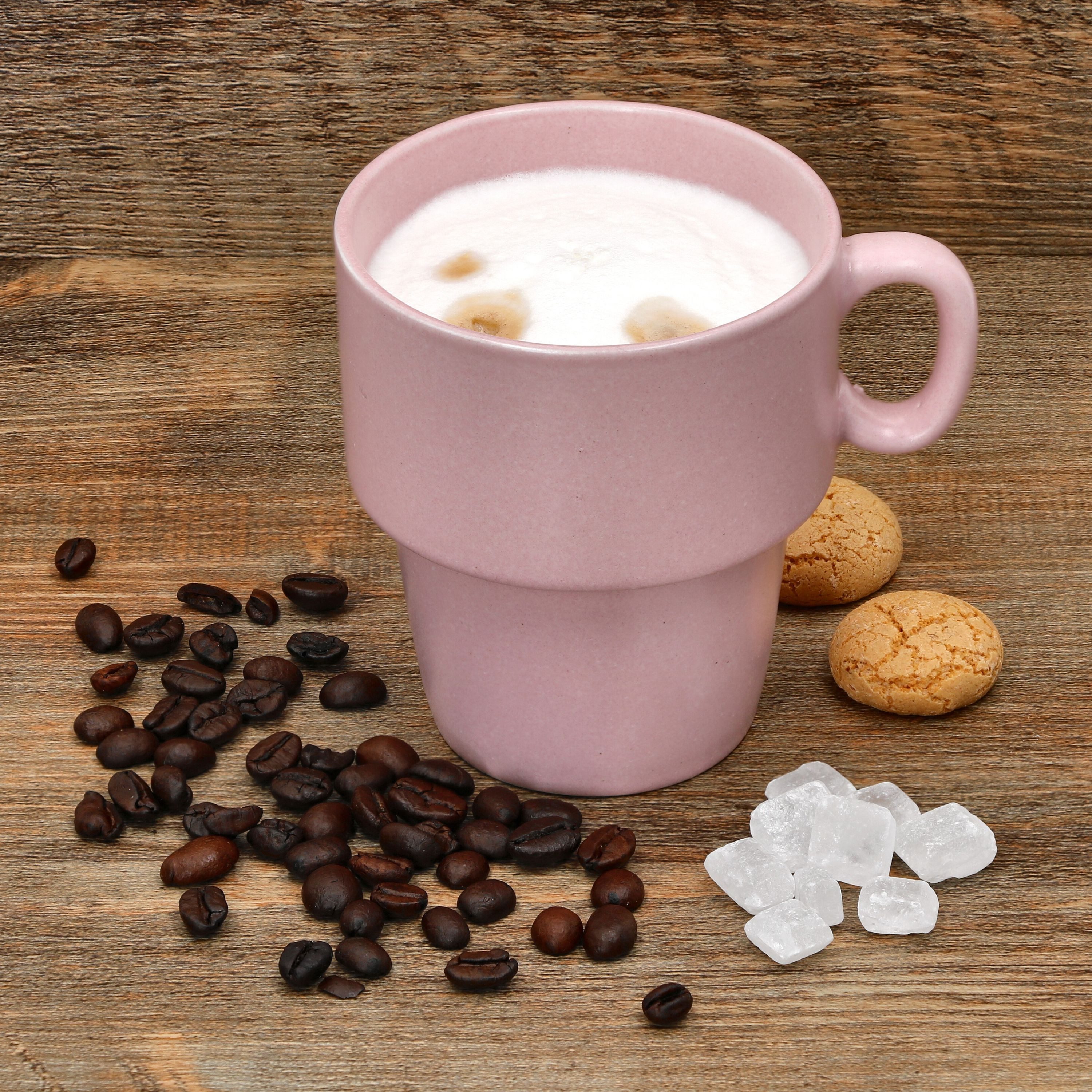 MamboCat Becher Stata 6x Kaffeebecher 250ml rosa Tee-Tasse Henkel Porzellan stapelbar, Porzellan
