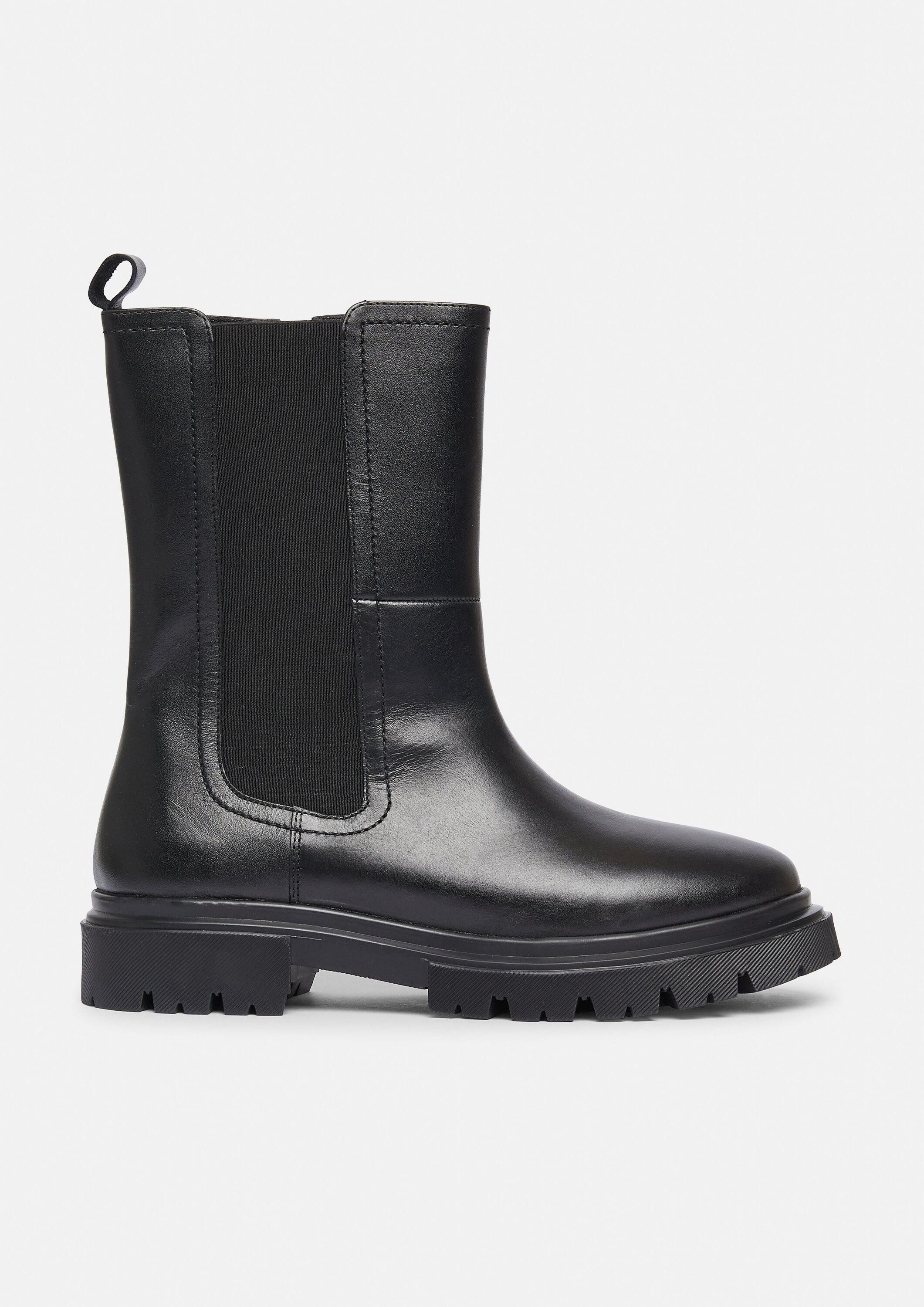 comma Сапоги Сапоги Chelsea-Boots aus glattem Rindsleder